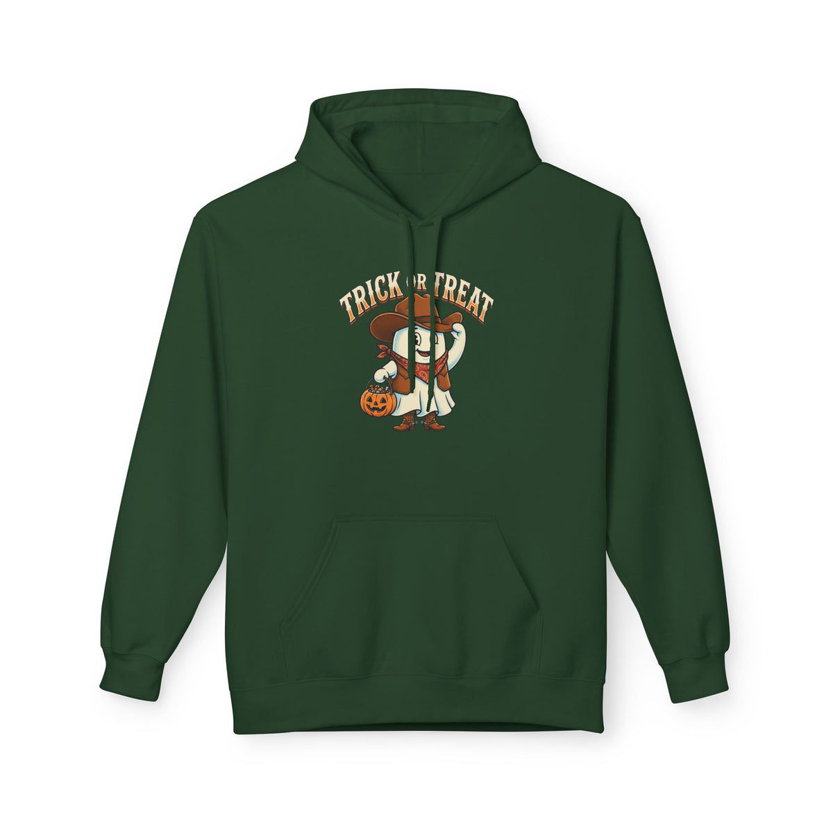 Halloween Trick or Treat Hoodie — Cute Ghost Cowboy Pumpkin Design