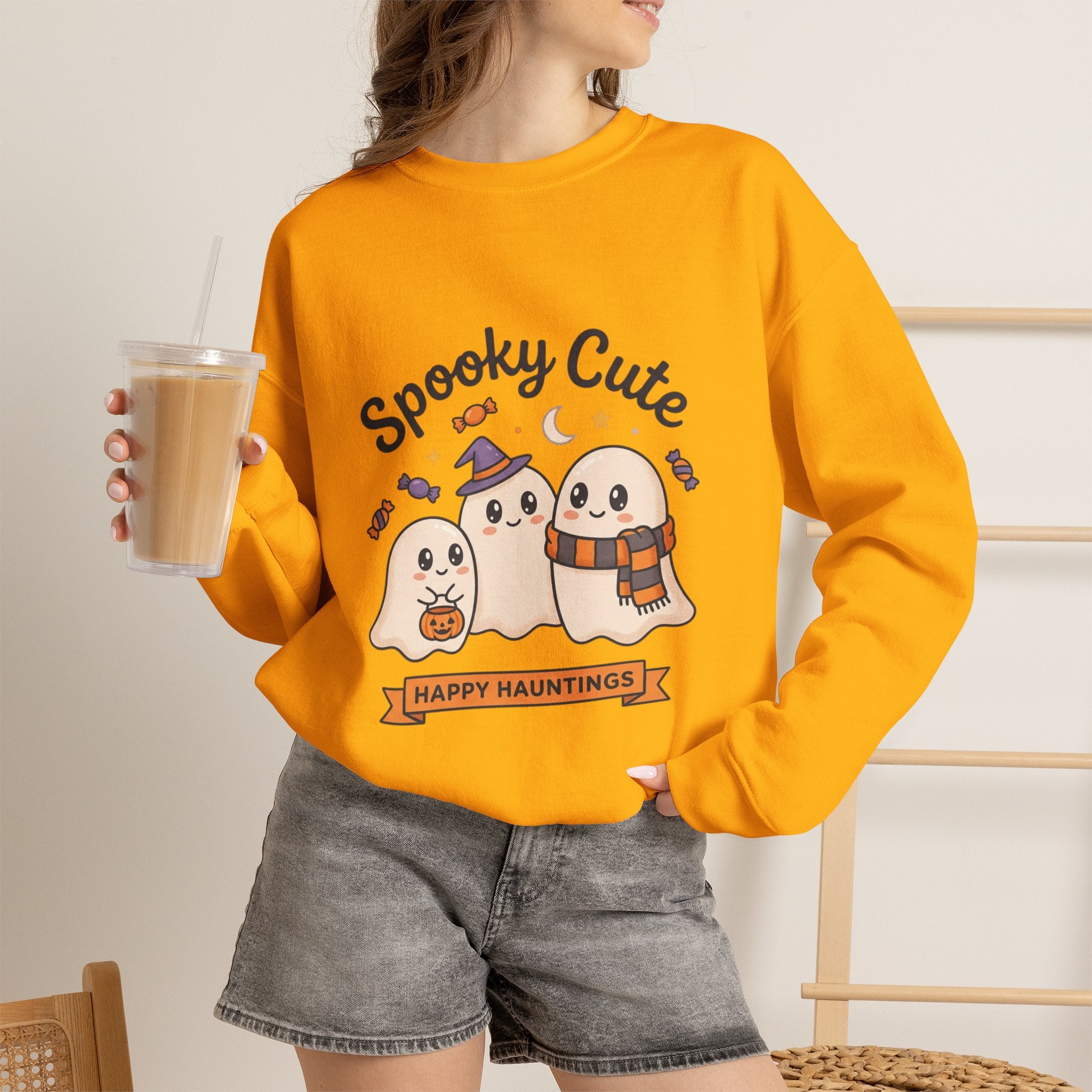 Spooky Cute Ghosts Crewneck Sweatshirt | Happy Hauntings Halloween