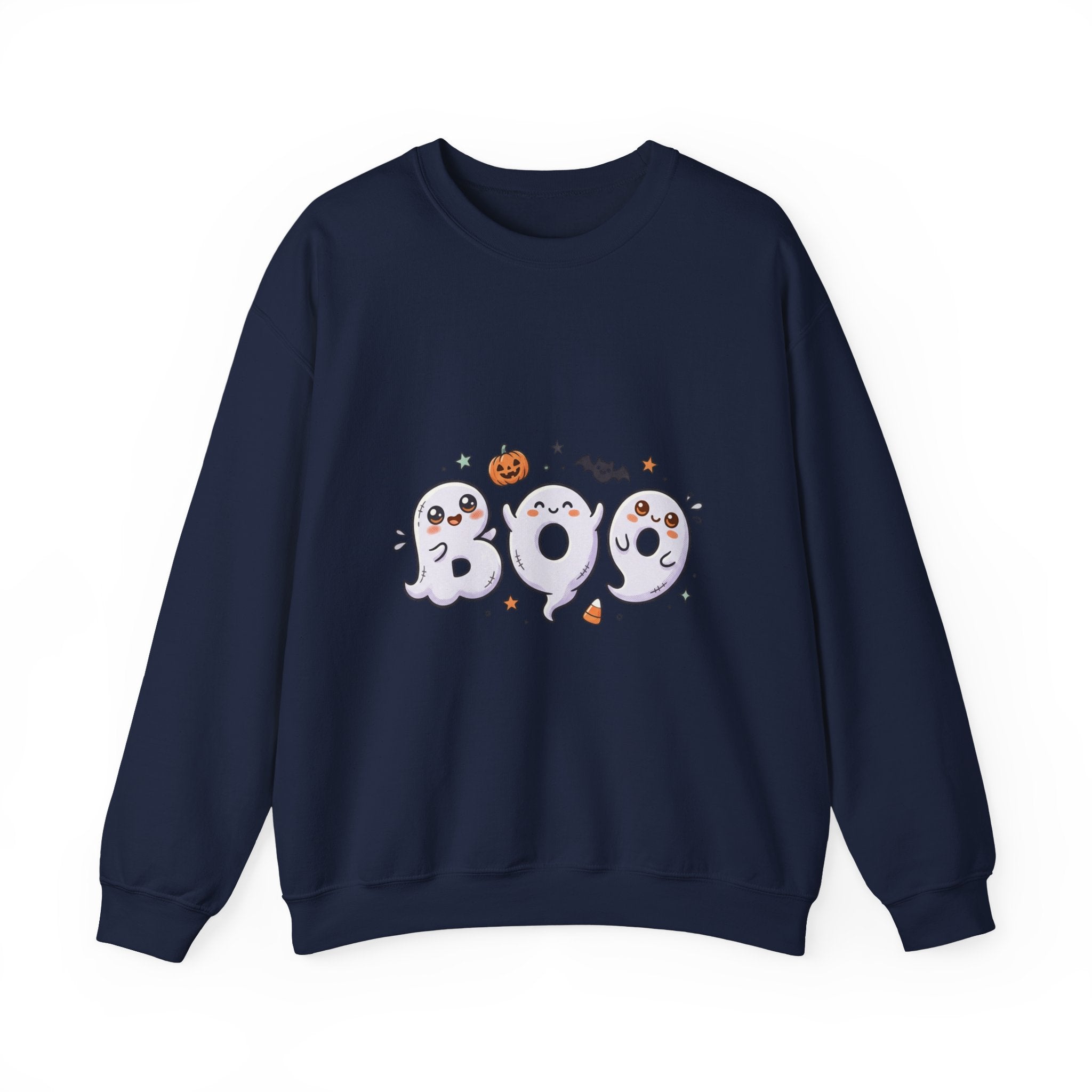 Cute 'BOO' Ghost Halloween Sweatshirt — Cute Spooky Crewneck for Fall