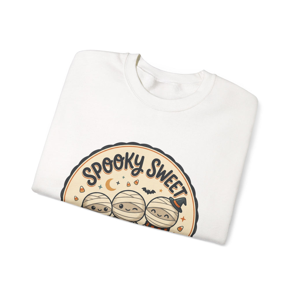 Halloween Sweatshirt — "Spooky Sweet Mummy's Treats" Cute Mummy Candy Crewneck
