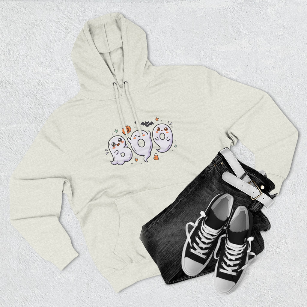 Boo Ghosts Halloween Hoodie — Cute Cartoon Ghosts & Pumpkins Fleece Hoodie