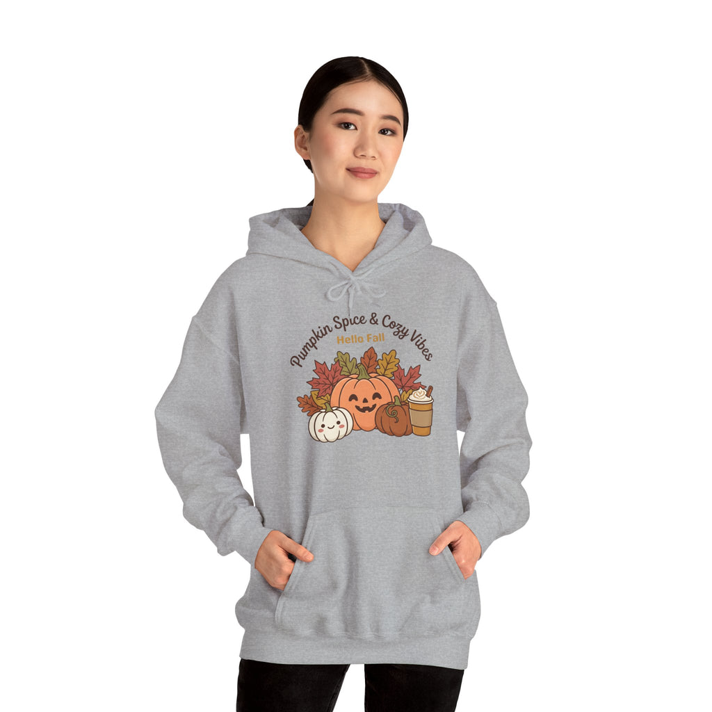 Pumpkin Spice & Cozy Vibes Hoodie | Fall Pumpkin Coffee Sweatshirt