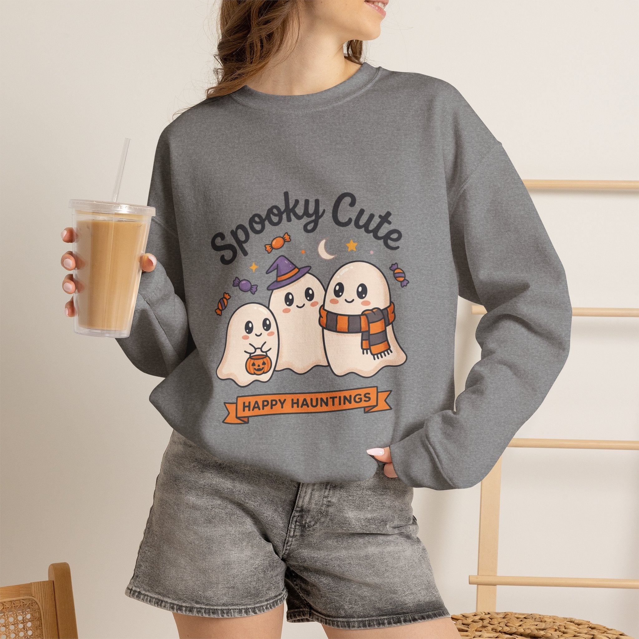Spooky Cute Ghosts Crewneck Sweatshirt | Happy Hauntings Halloween