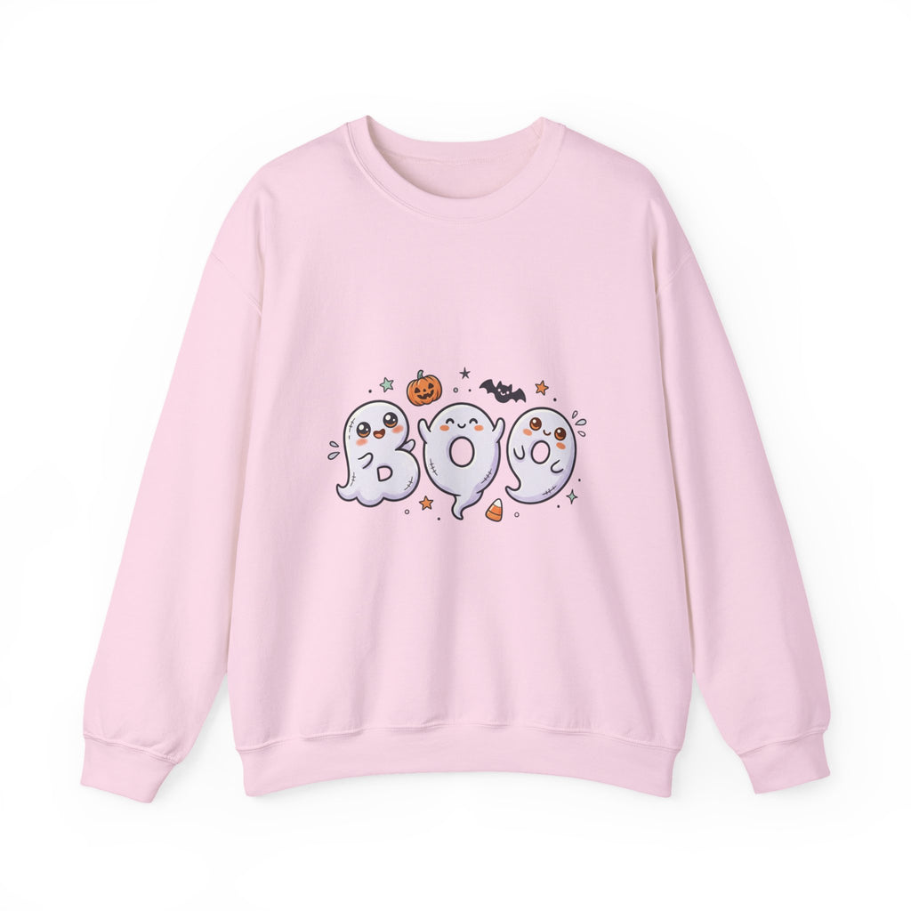 Cute 'BOO' Ghost Halloween Sweatshirt — Cute Spooky Crewneck for Fall