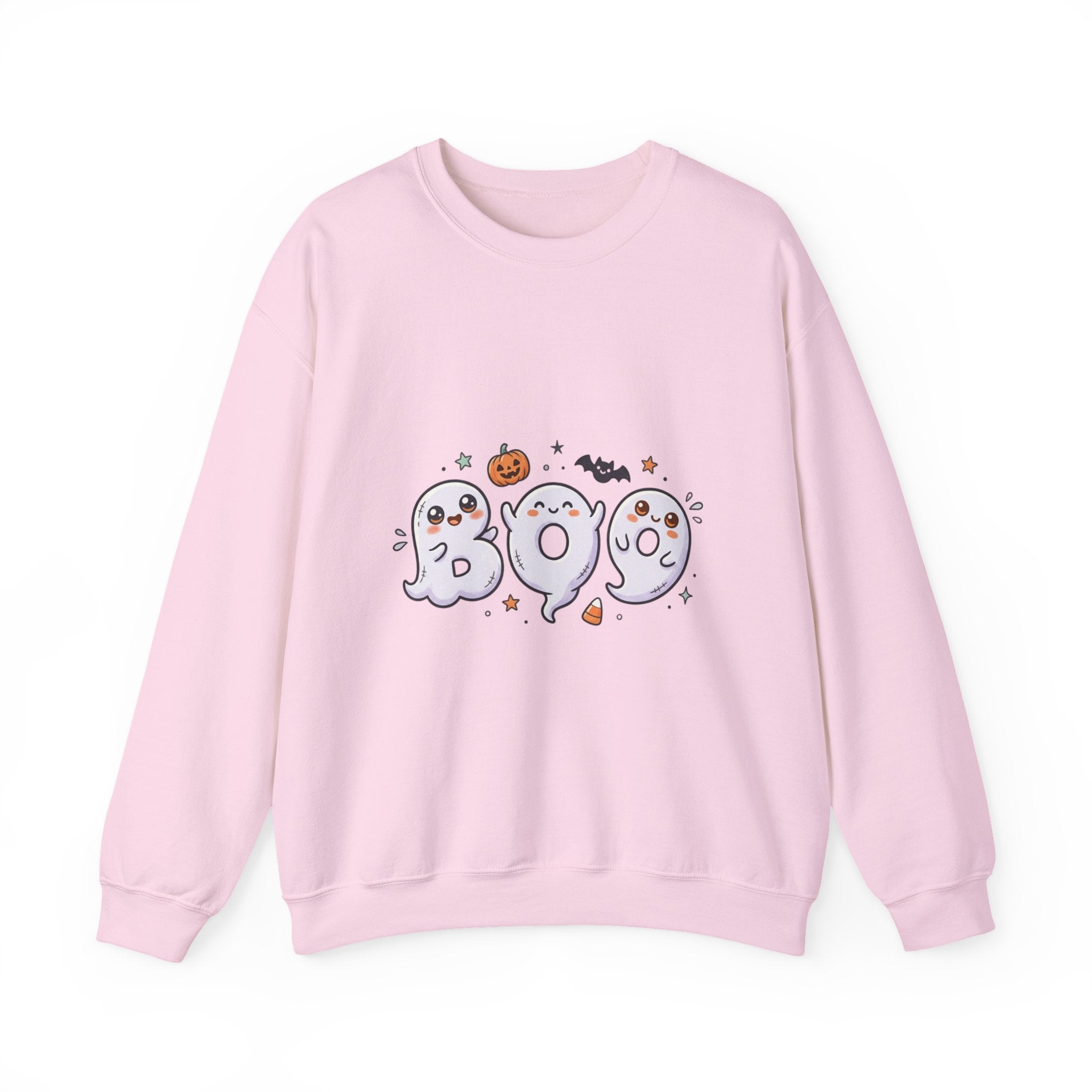 Cute 'BOO' Ghost Halloween Sweatshirt — Cute Spooky Crewneck for Fall