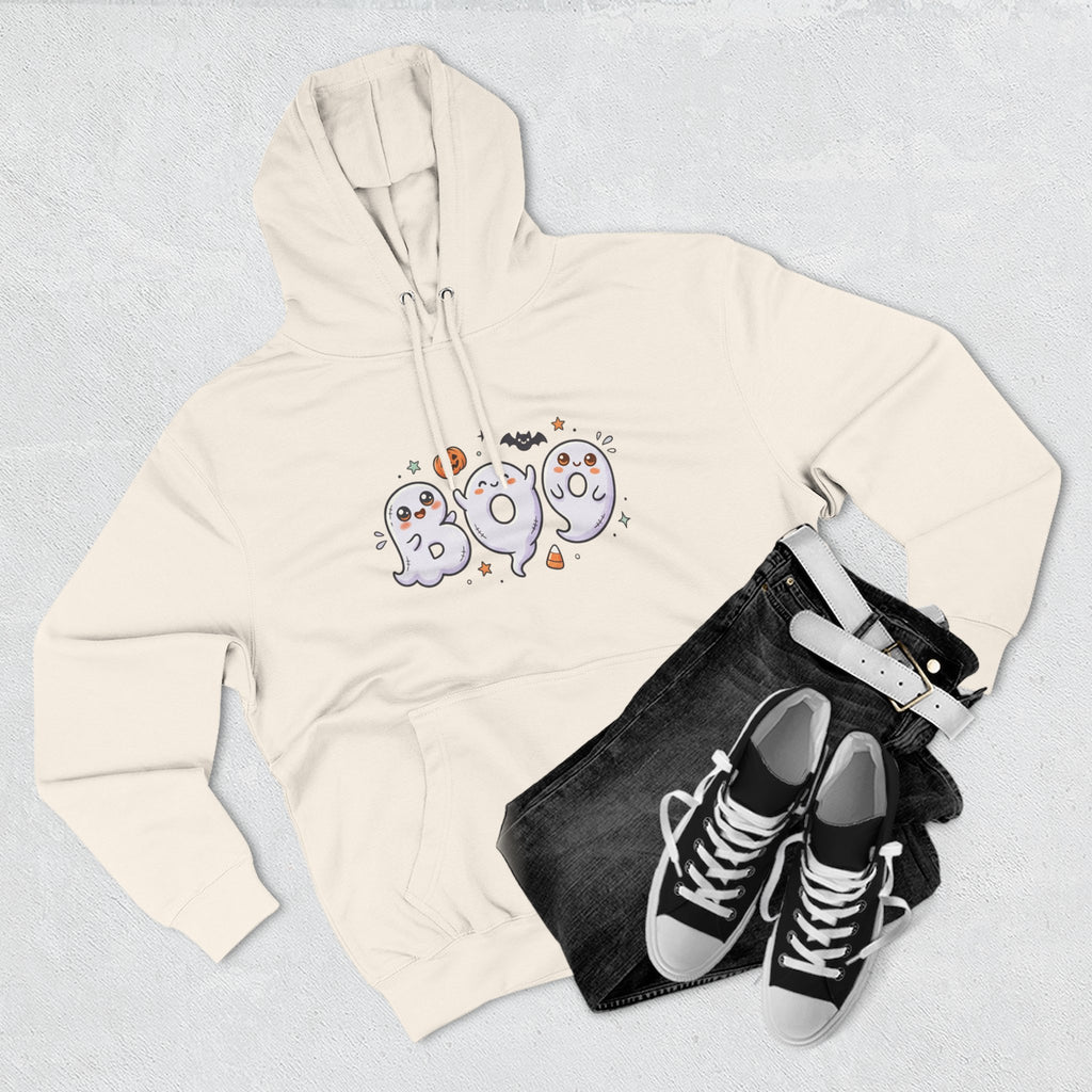 Boo Ghosts Halloween Hoodie — Cute Cartoon Ghosts & Pumpkins Fleece Hoodie