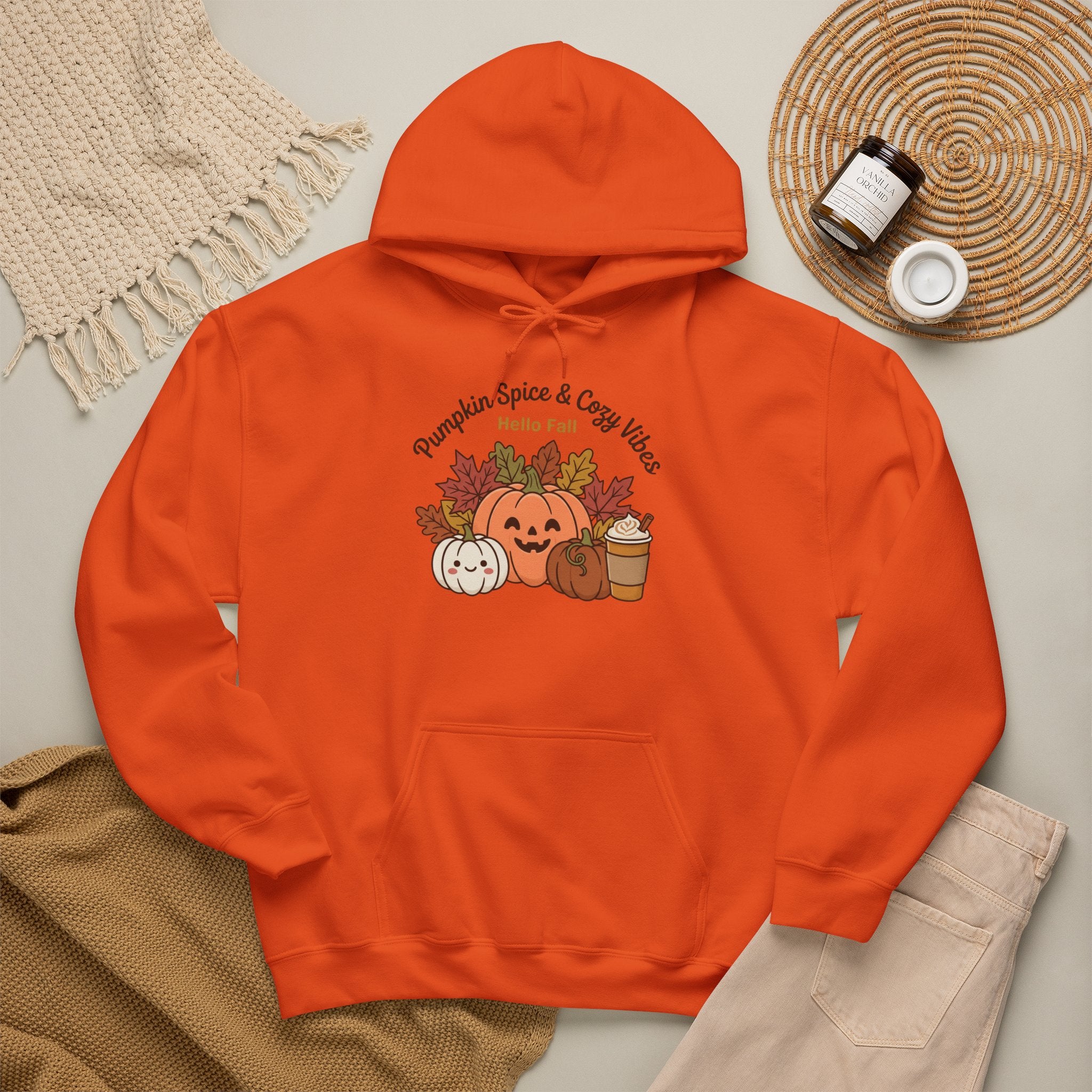 Pumpkin Spice & Cozy Vibes Hoodie | Fall Pumpkin Coffee Sweatshirt