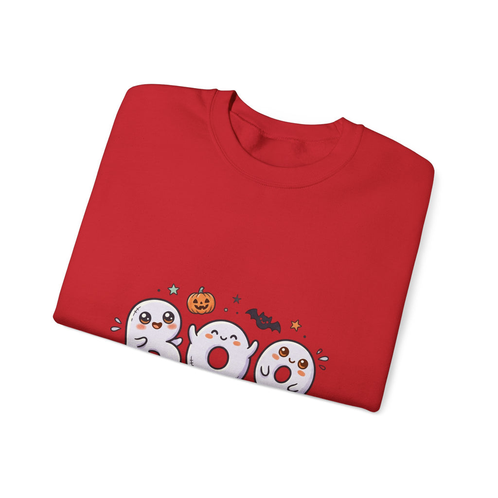 Cute 'BOO' Ghost Halloween Sweatshirt — Cute Spooky Crewneck for Fall