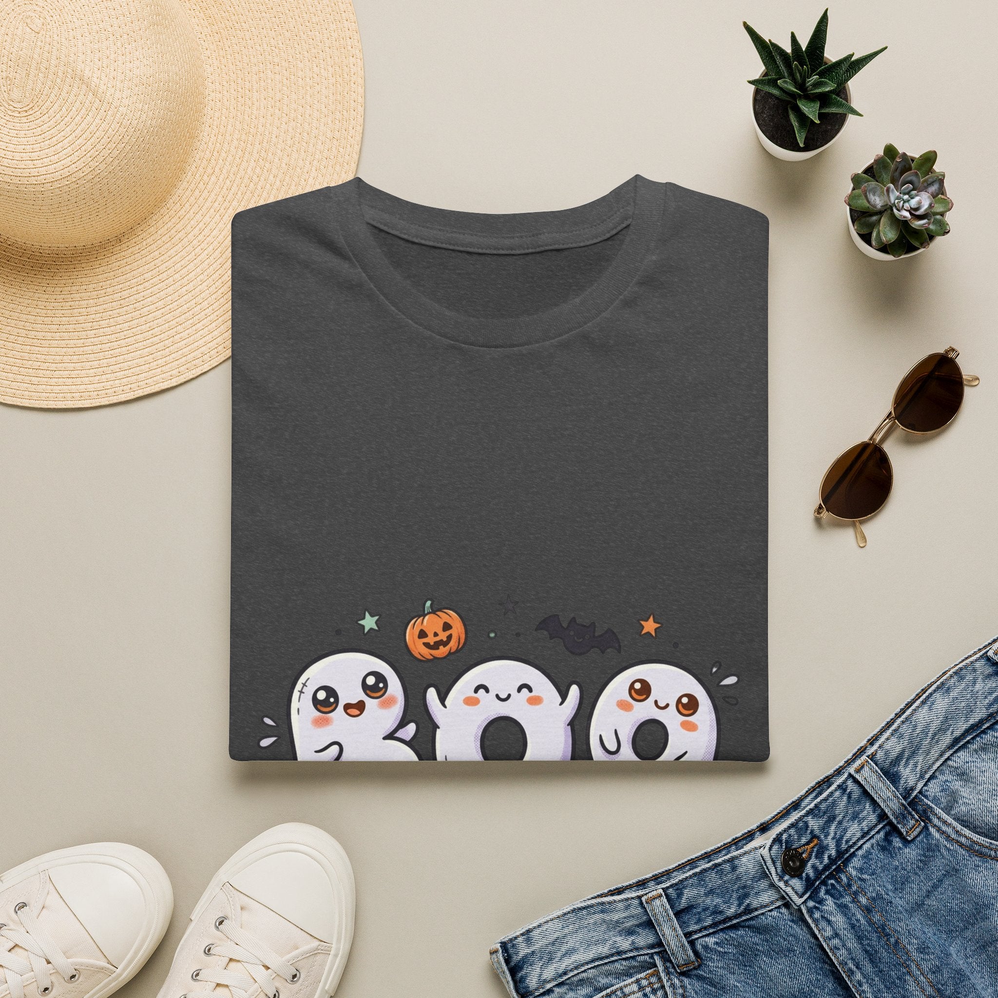 Halloween Ghosts "BOO" T-Shirt — Cute Spooky Pumpkin & Bat Graphic