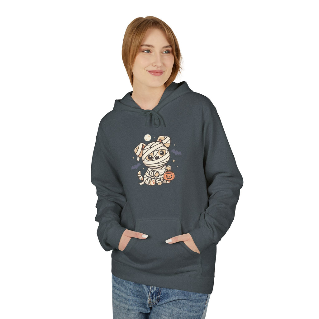 Mummy Dog Halloween Hoodie - Cute Wrapped Puppy with Pumpkin & Bats