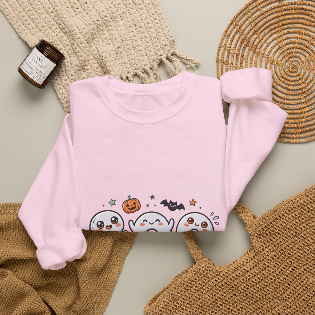 Cute 'BOO' Ghost Halloween Sweatshirt — Cute Spooky Crewneck for Fall