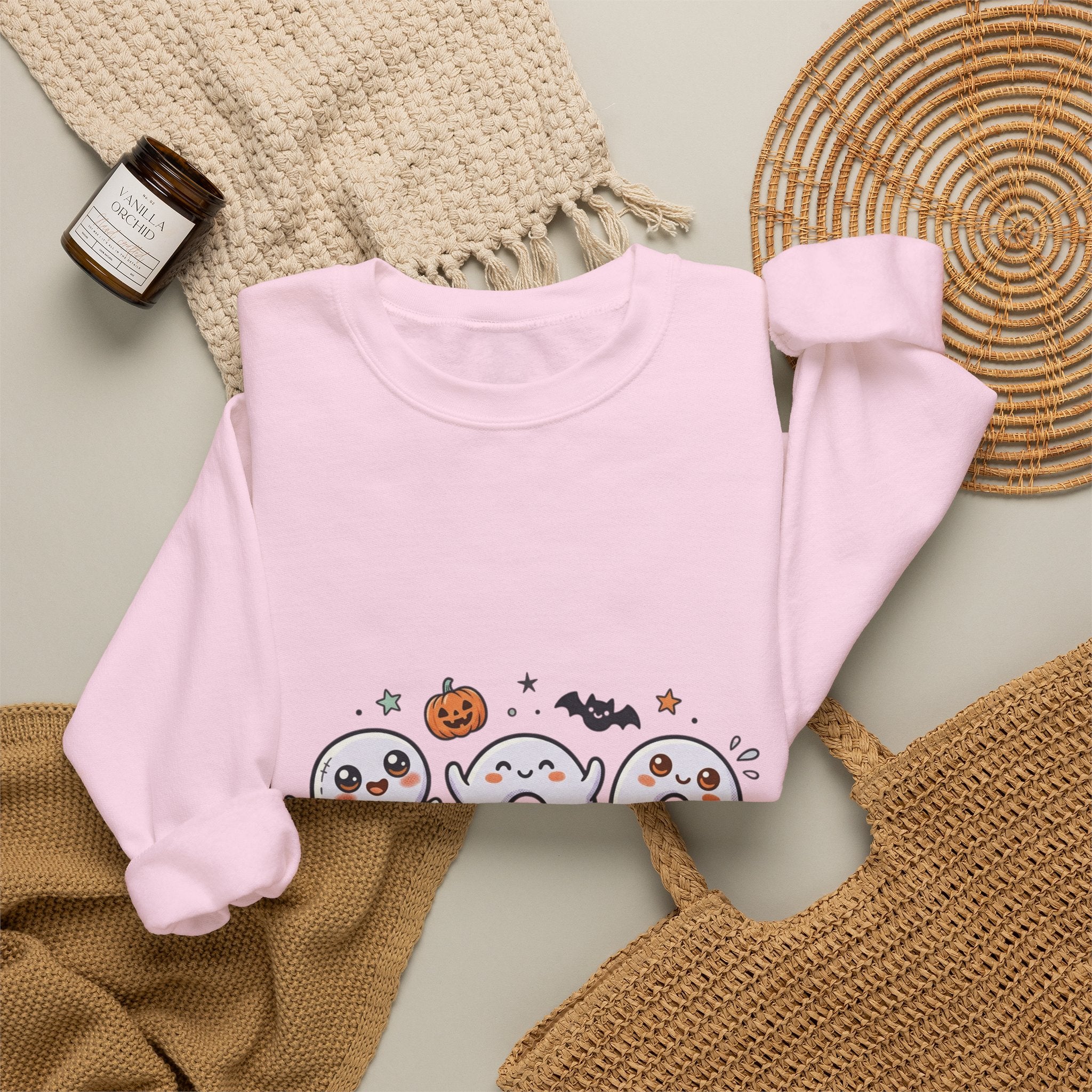 Cute 'BOO' Ghost Halloween Sweatshirt — Cute Spooky Crewneck for Fall