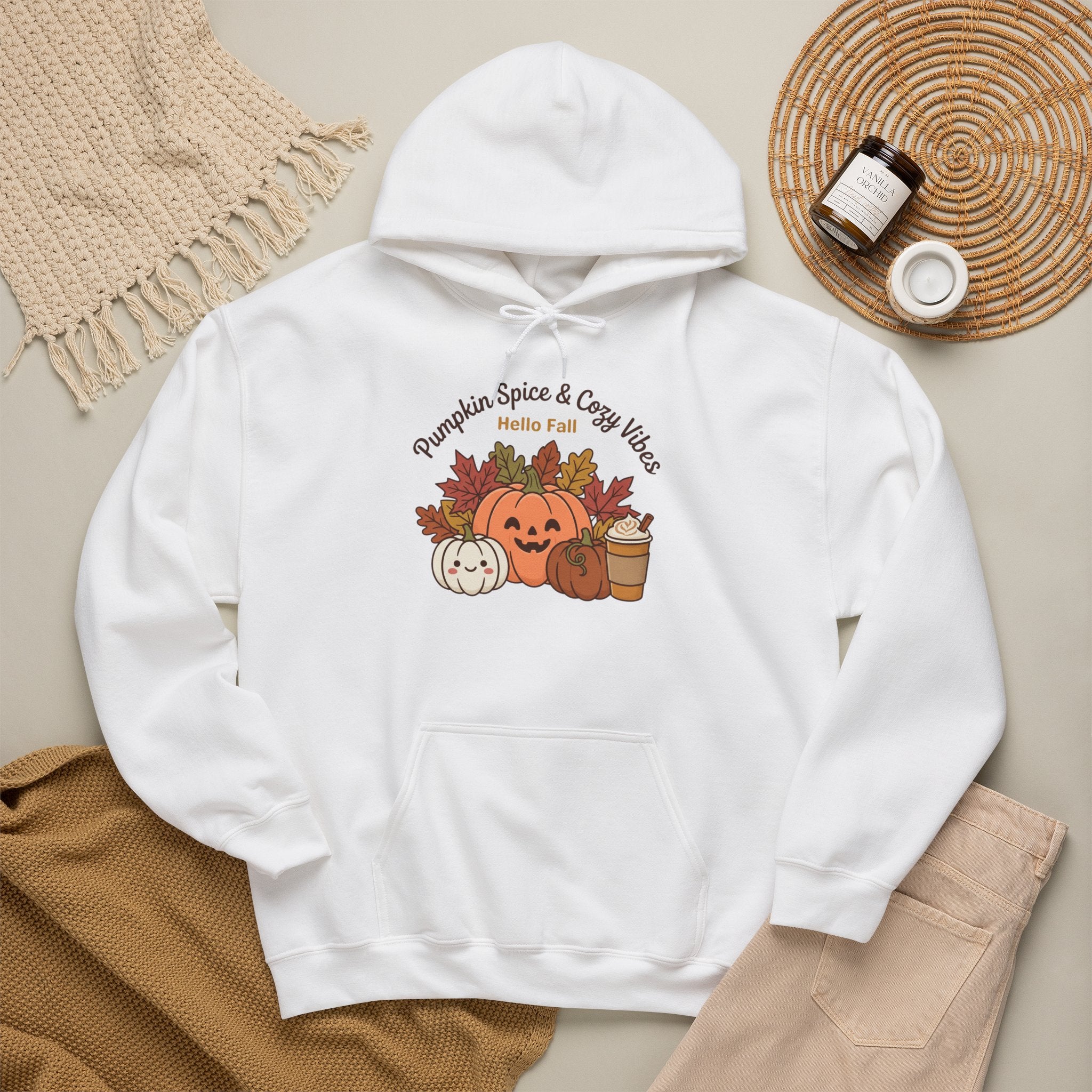 Pumpkin Spice & Cozy Vibes Hoodie | Fall Pumpkin Coffee Sweatshirt
