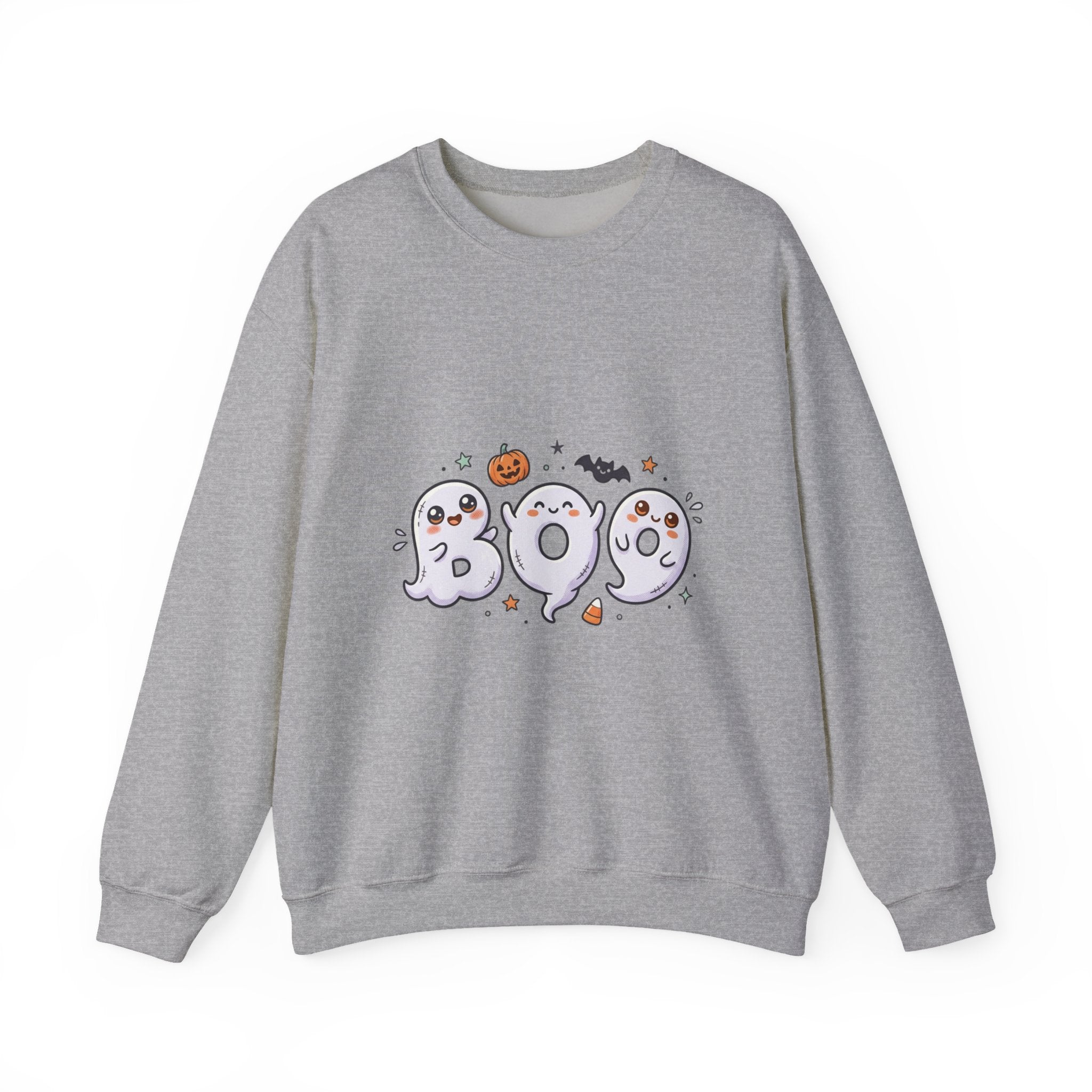 Cute 'BOO' Ghost Halloween Sweatshirt — Cute Spooky Crewneck for Fall