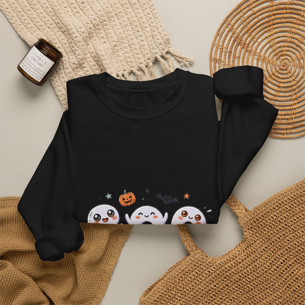 Cute 'BOO' Ghost Halloween Sweatshirt — Cute Spooky Crewneck for Fall