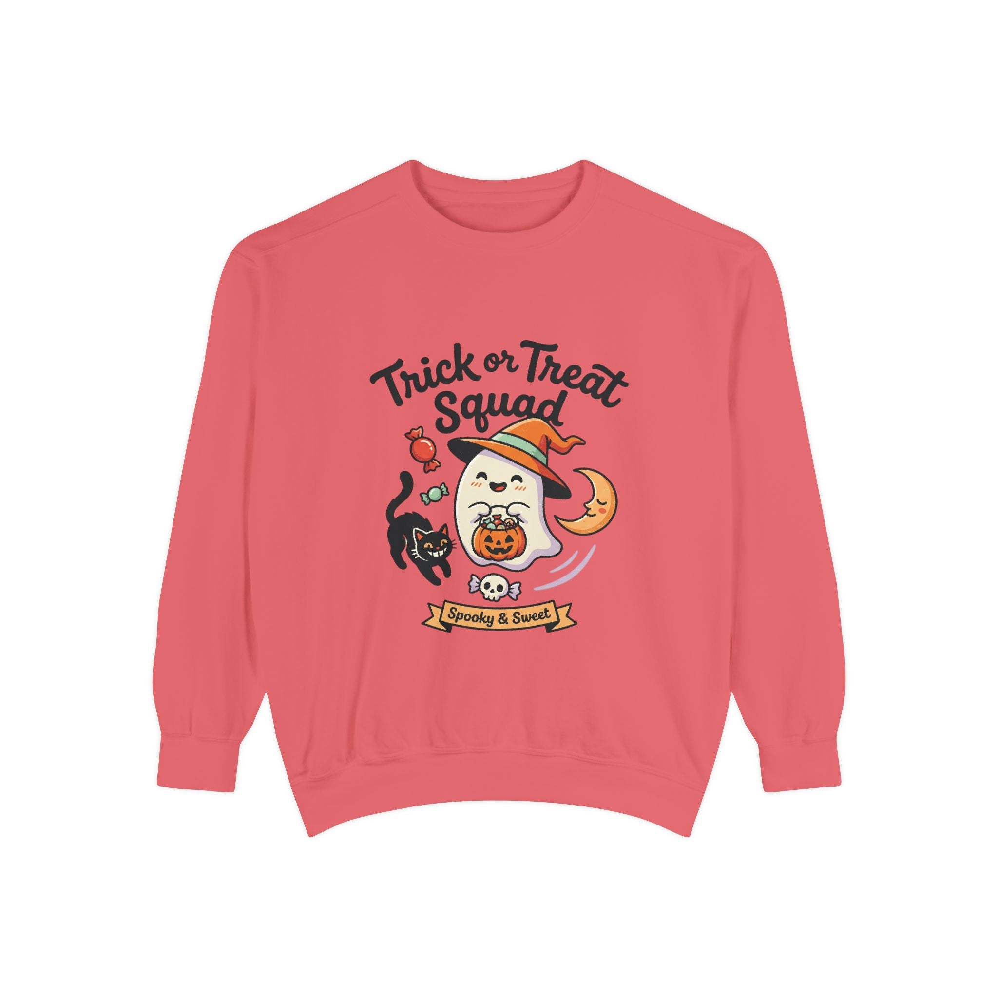 Trick or Treat Squad Sweatshirt | Halloween Ghost, Cat & Pumpkin