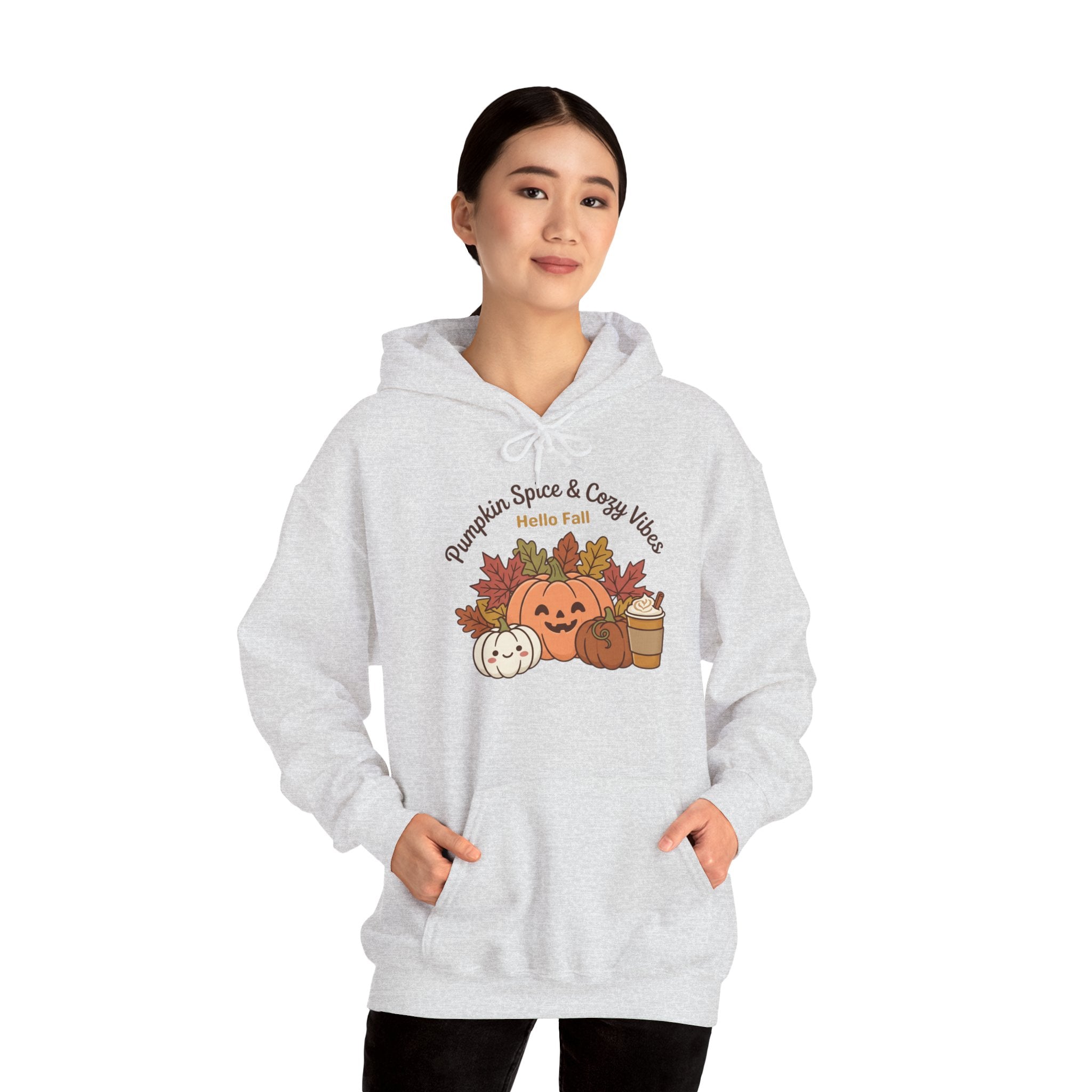 Pumpkin Spice & Cozy Vibes Hoodie | Fall Pumpkin Coffee Sweatshirt