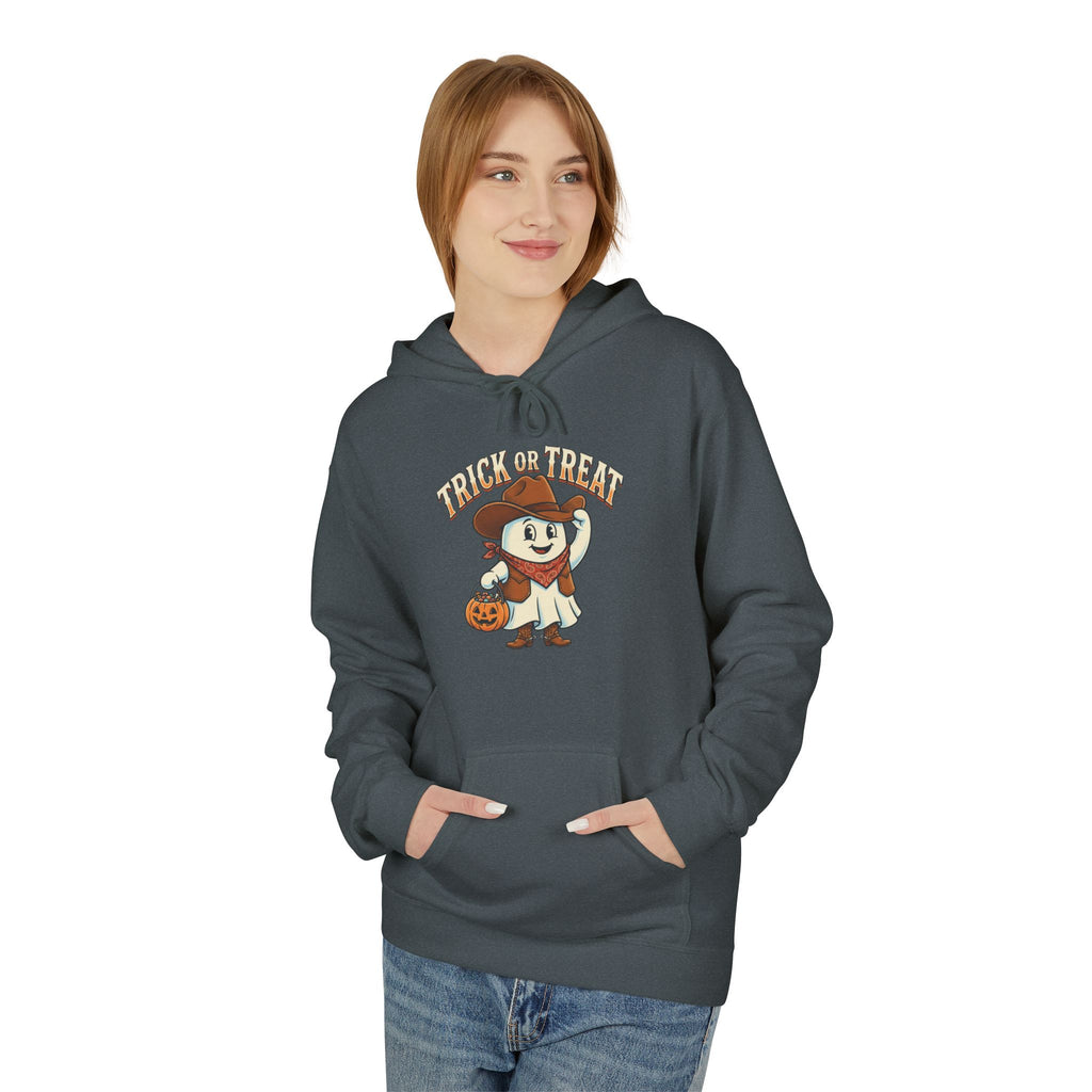 Halloween Trick or Treat Hoodie — Cute Ghost Cowboy Pumpkin Design