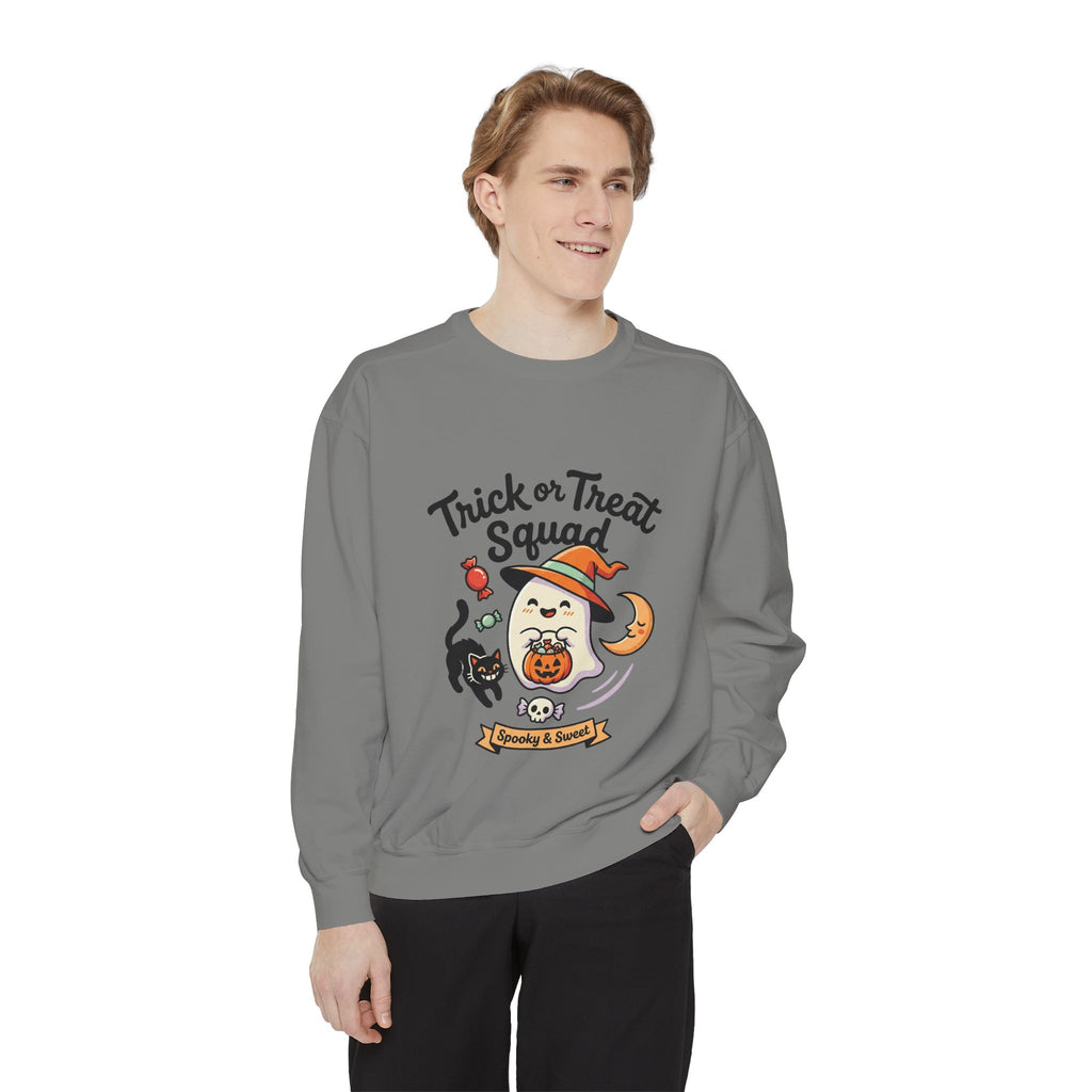 Trick or Treat Squad Sweatshirt | Halloween Ghost, Cat & Pumpkin