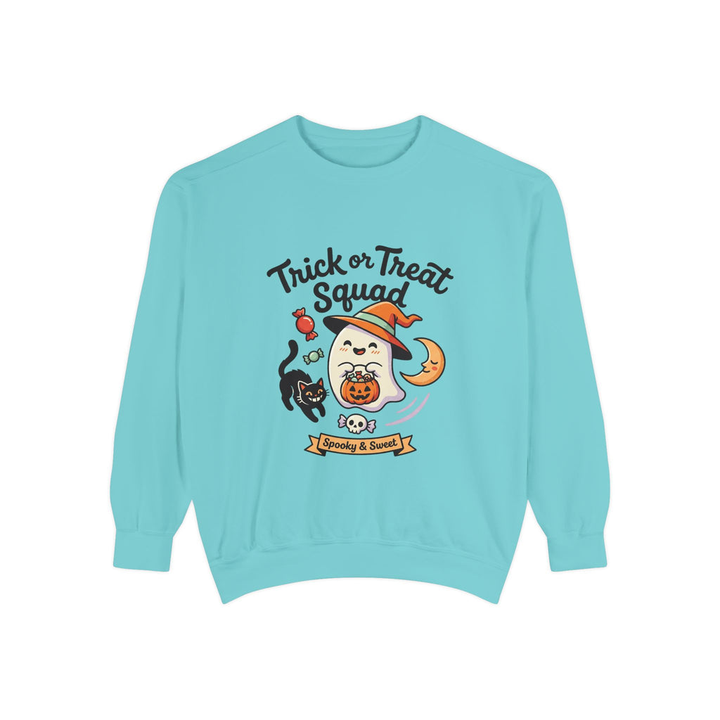 Trick or Treat Squad Sweatshirt | Halloween Ghost, Cat & Pumpkin