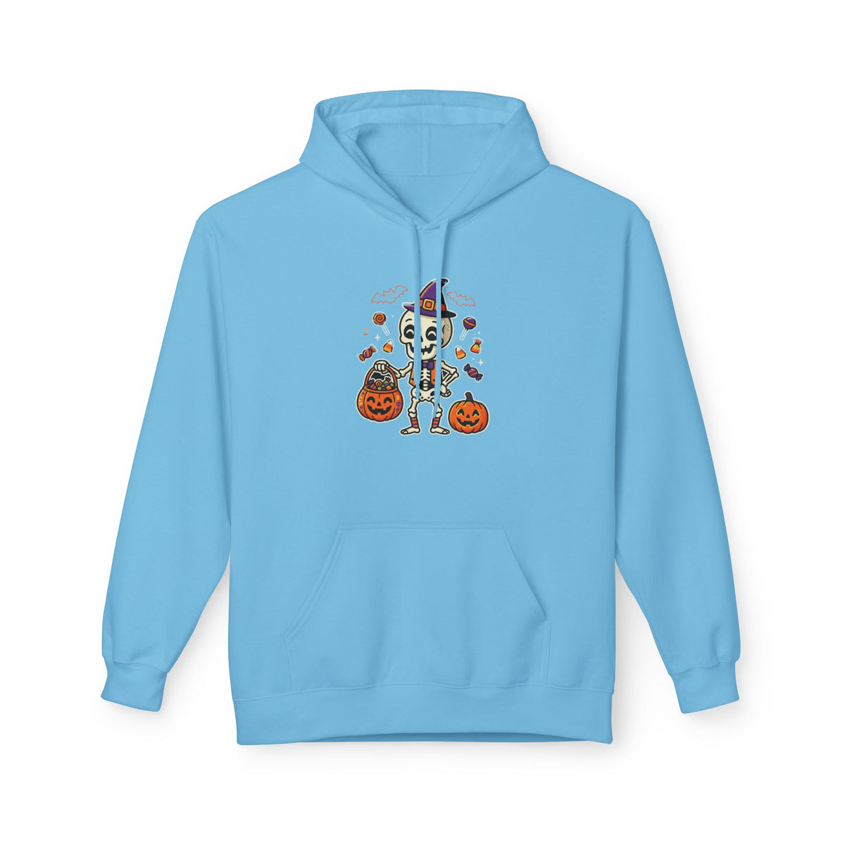 Halloween Skeleton Candy Hoodie – Trick-or-Treat Pumpkin Graphic Hoodie