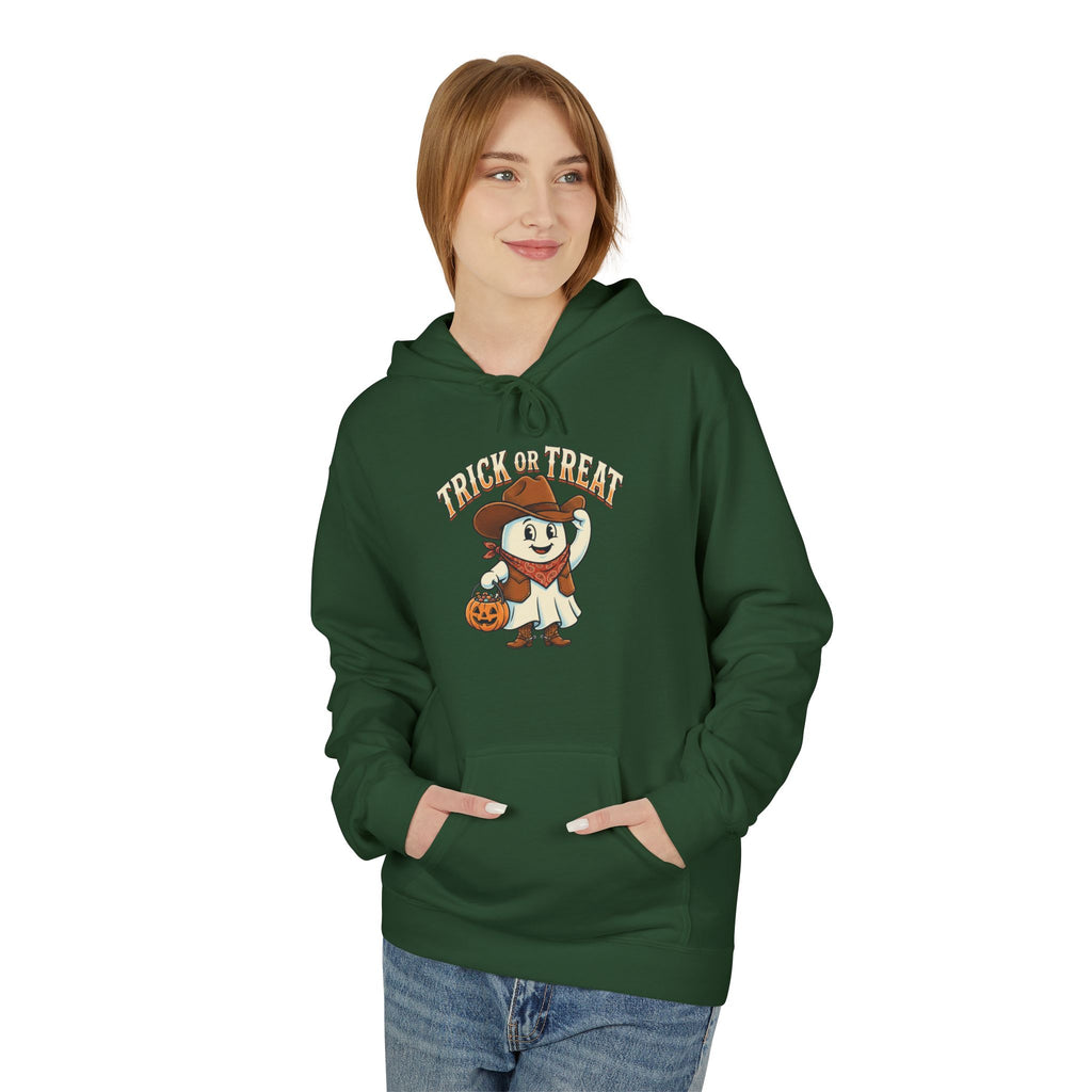 Halloween Trick or Treat Hoodie — Cute Ghost Cowboy Pumpkin Design