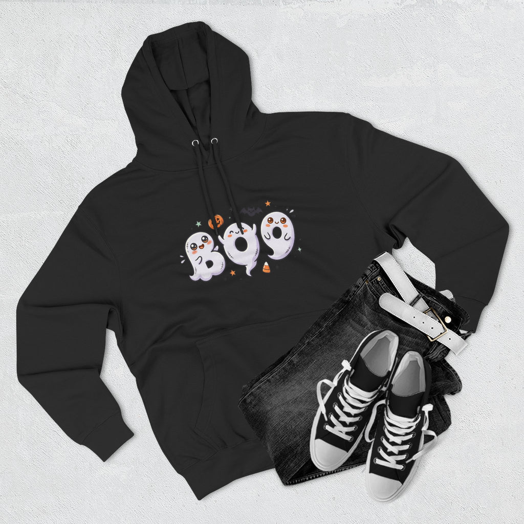 Boo Ghosts Halloween Hoodie — Cute Cartoon Ghosts & Pumpkins Fleece Hoodie