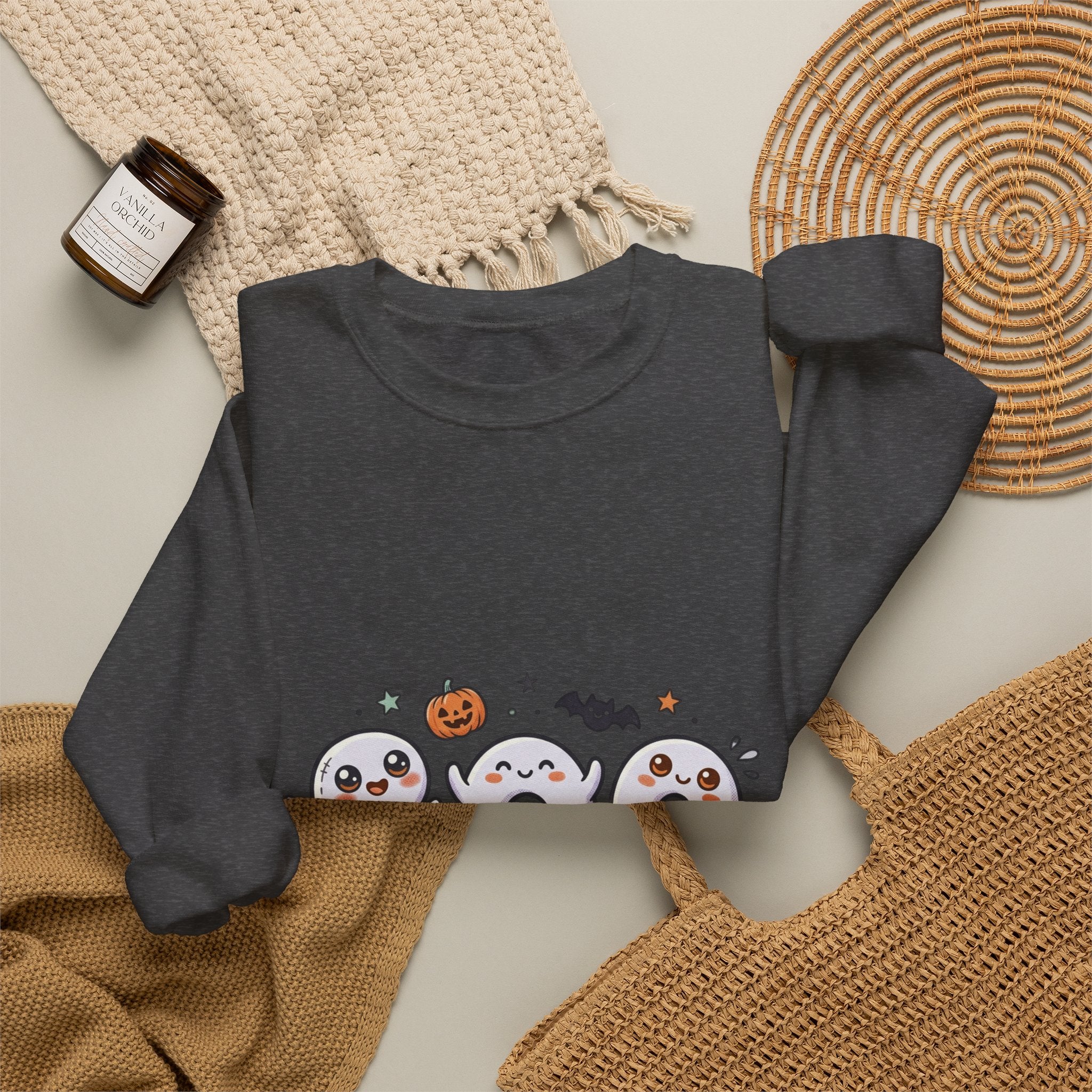 Cute 'BOO' Ghost Halloween Sweatshirt — Cute Spooky Crewneck for Fall