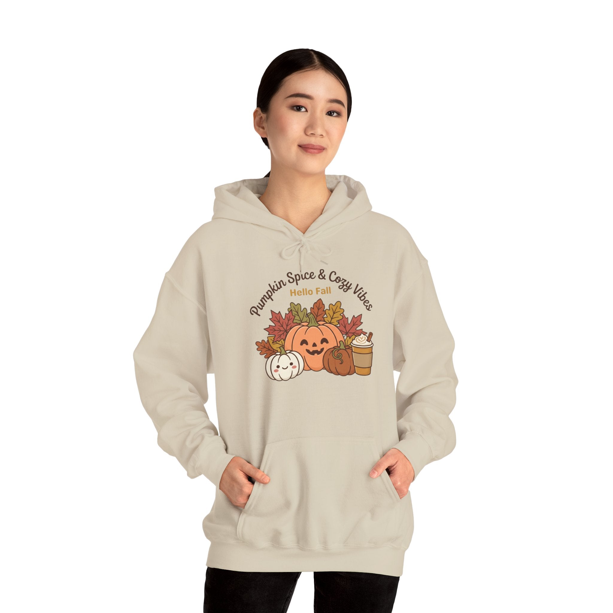 Pumpkin Spice & Cozy Vibes Hoodie | Fall Pumpkin Coffee Sweatshirt
