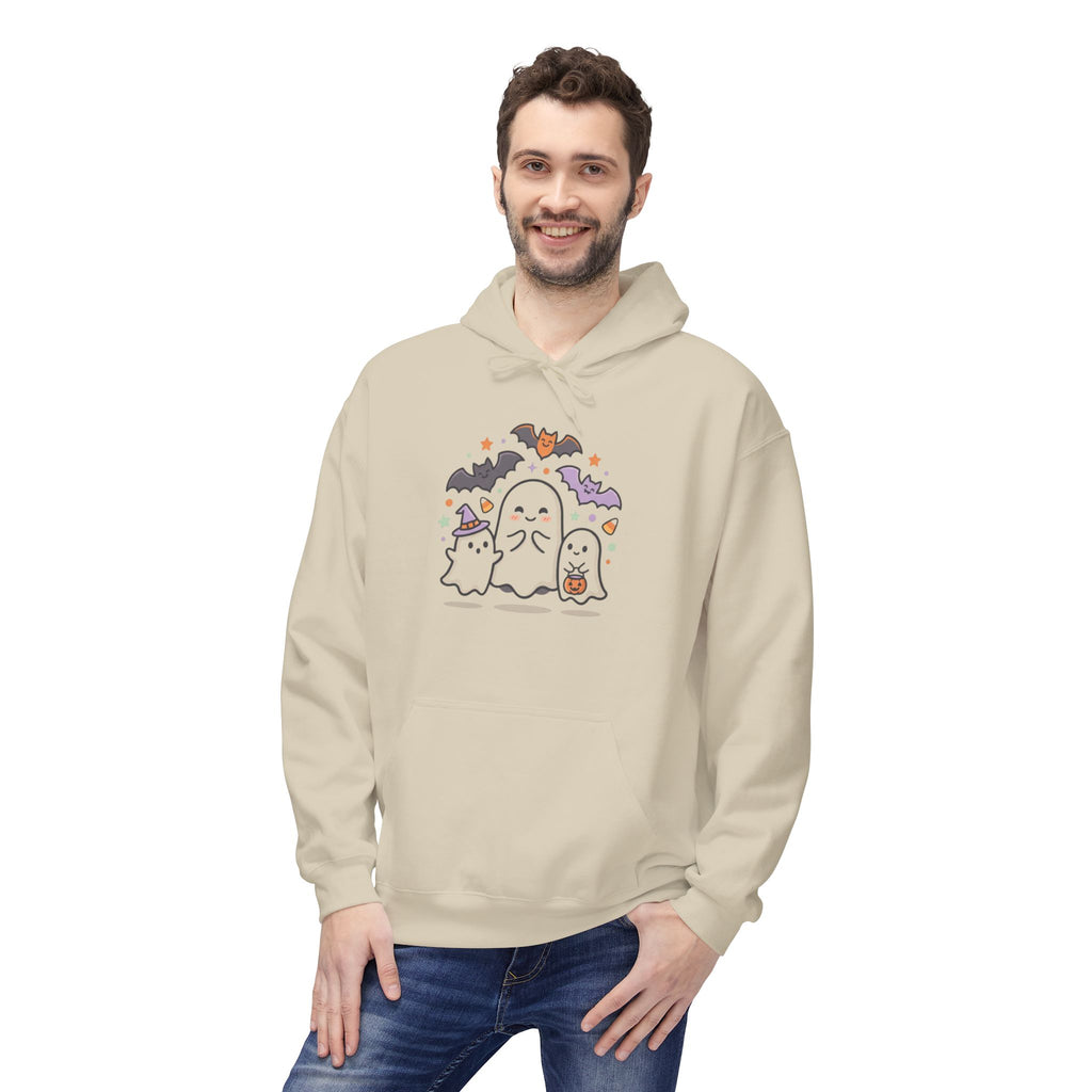 Halloween Cute Ghosts Hoodie – Kawaii Ghost, Bat & Candy Sweatshirt