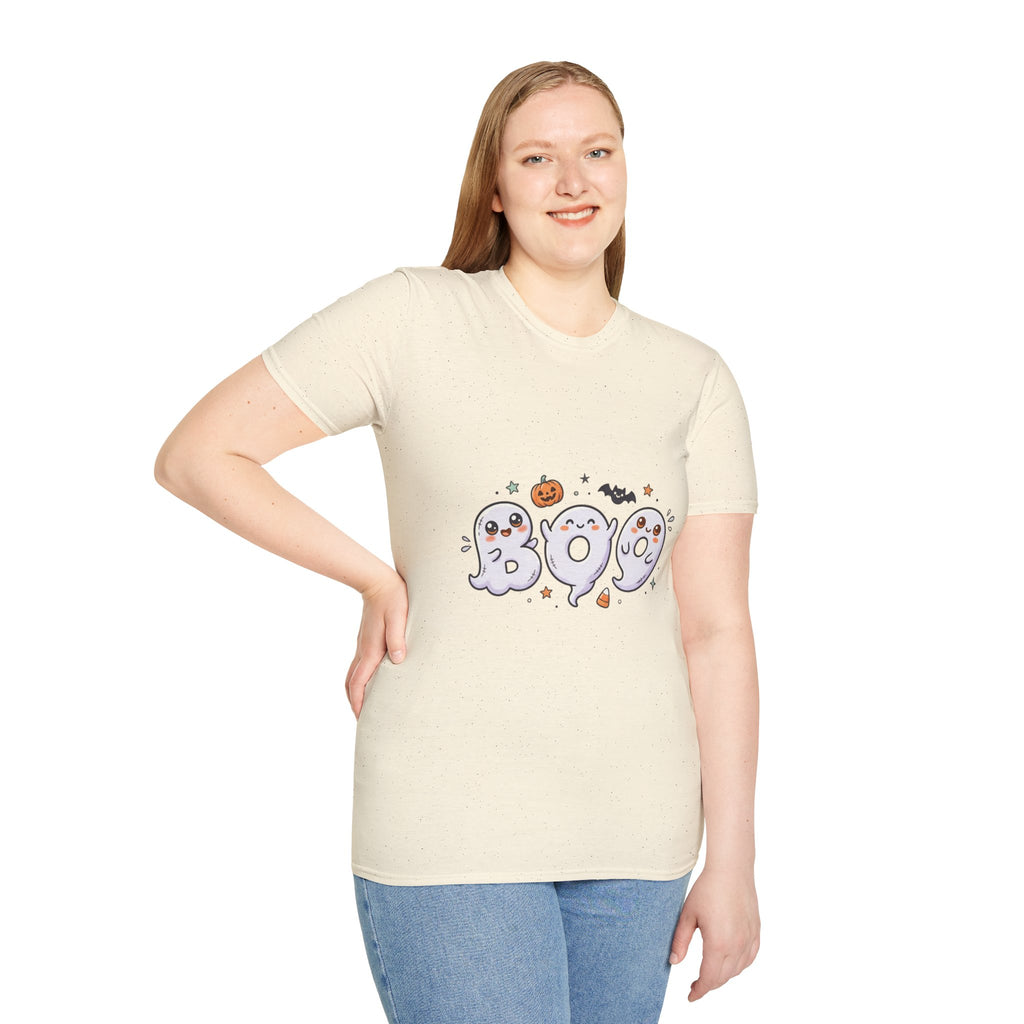 Halloween Ghosts "BOO" T-Shirt — Cute Spooky Pumpkin & Bat Graphic