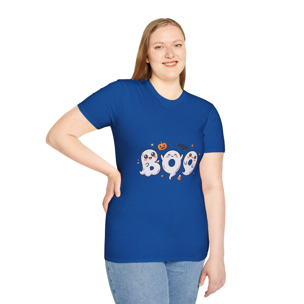 Halloween Ghosts "BOO" T-Shirt — Cute Spooky Pumpkin & Bat Graphic
