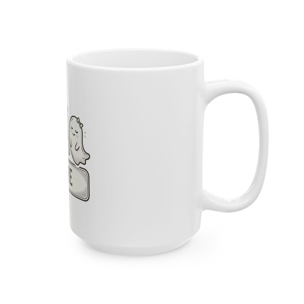 Personalized Halloween Ghost Mug — Cute Trio with Pumpkin (Custom Name)