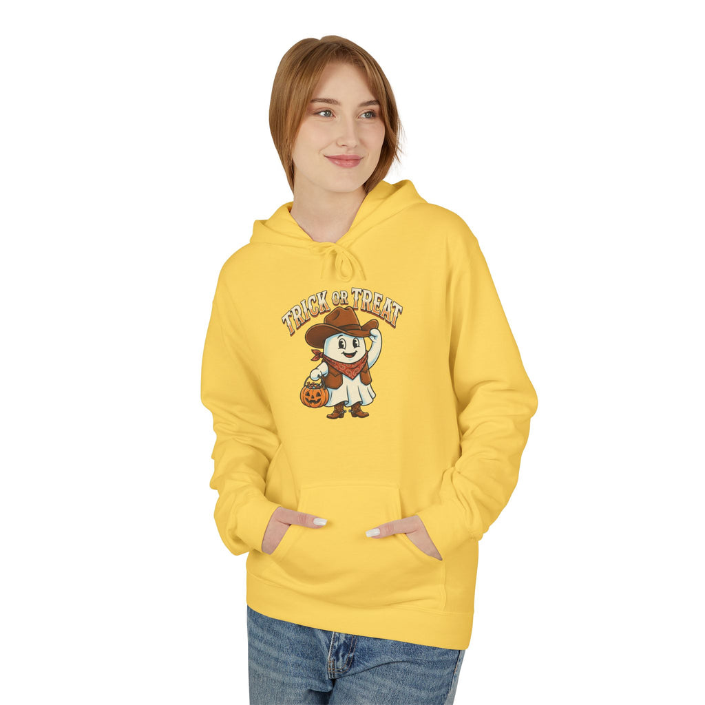Halloween Trick or Treat Hoodie — Cute Ghost Cowboy Pumpkin Design