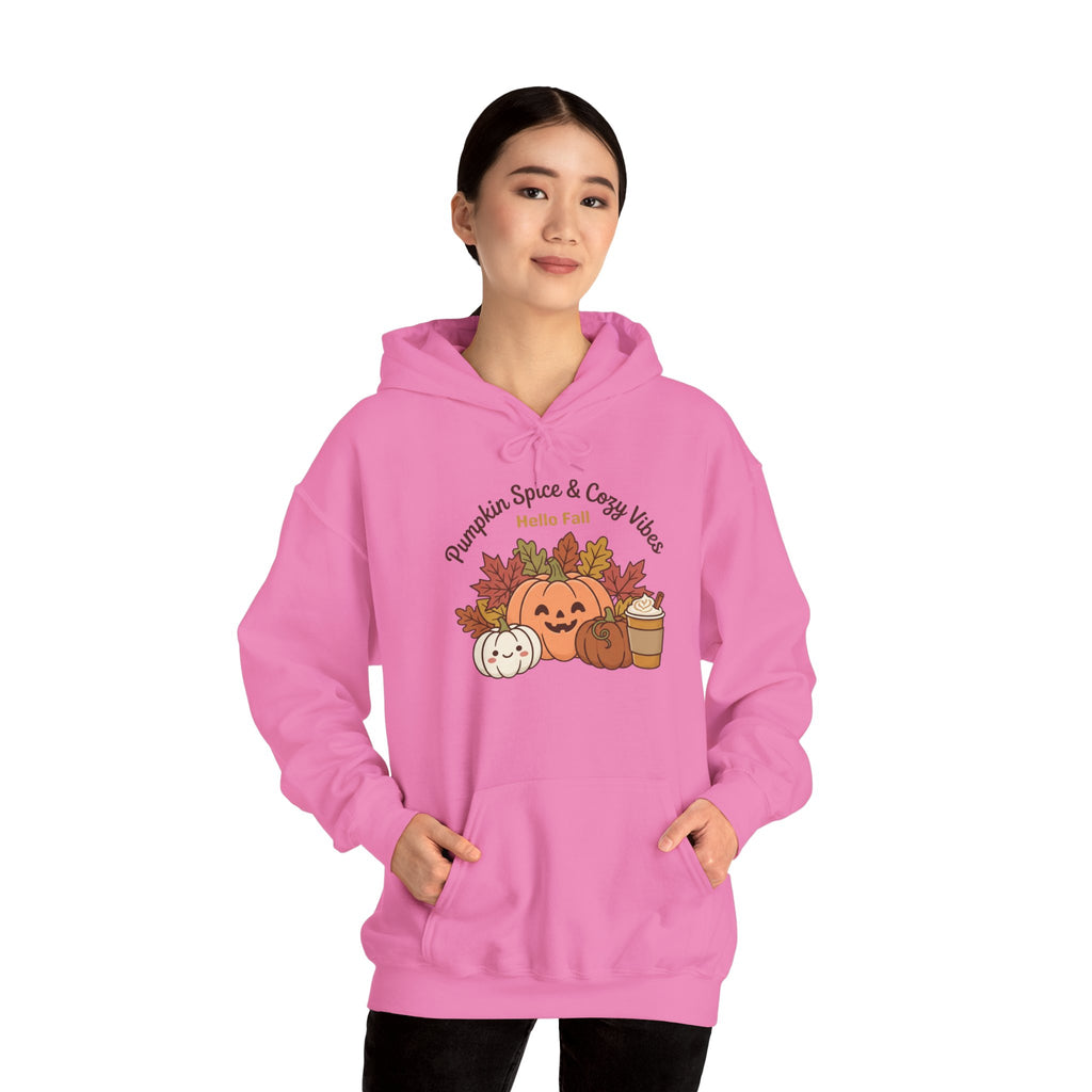 Pumpkin Spice & Cozy Vibes Hoodie | Fall Pumpkin Coffee Sweatshirt
