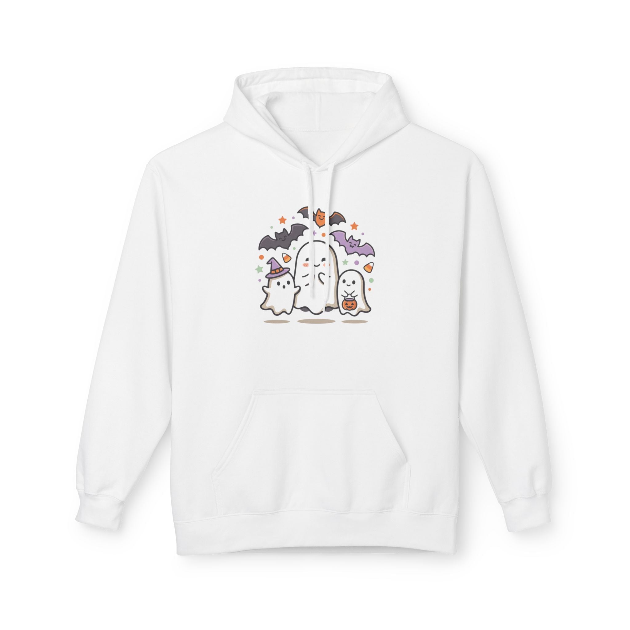 Halloween Cute Ghosts Hoodie – Kawaii Ghost, Bat & Candy Sweatshirt