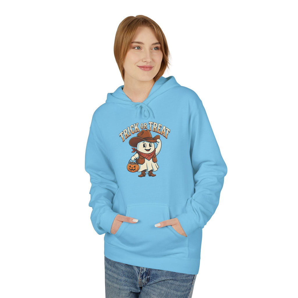 Halloween Trick or Treat Hoodie — Cute Ghost Cowboy Pumpkin Design