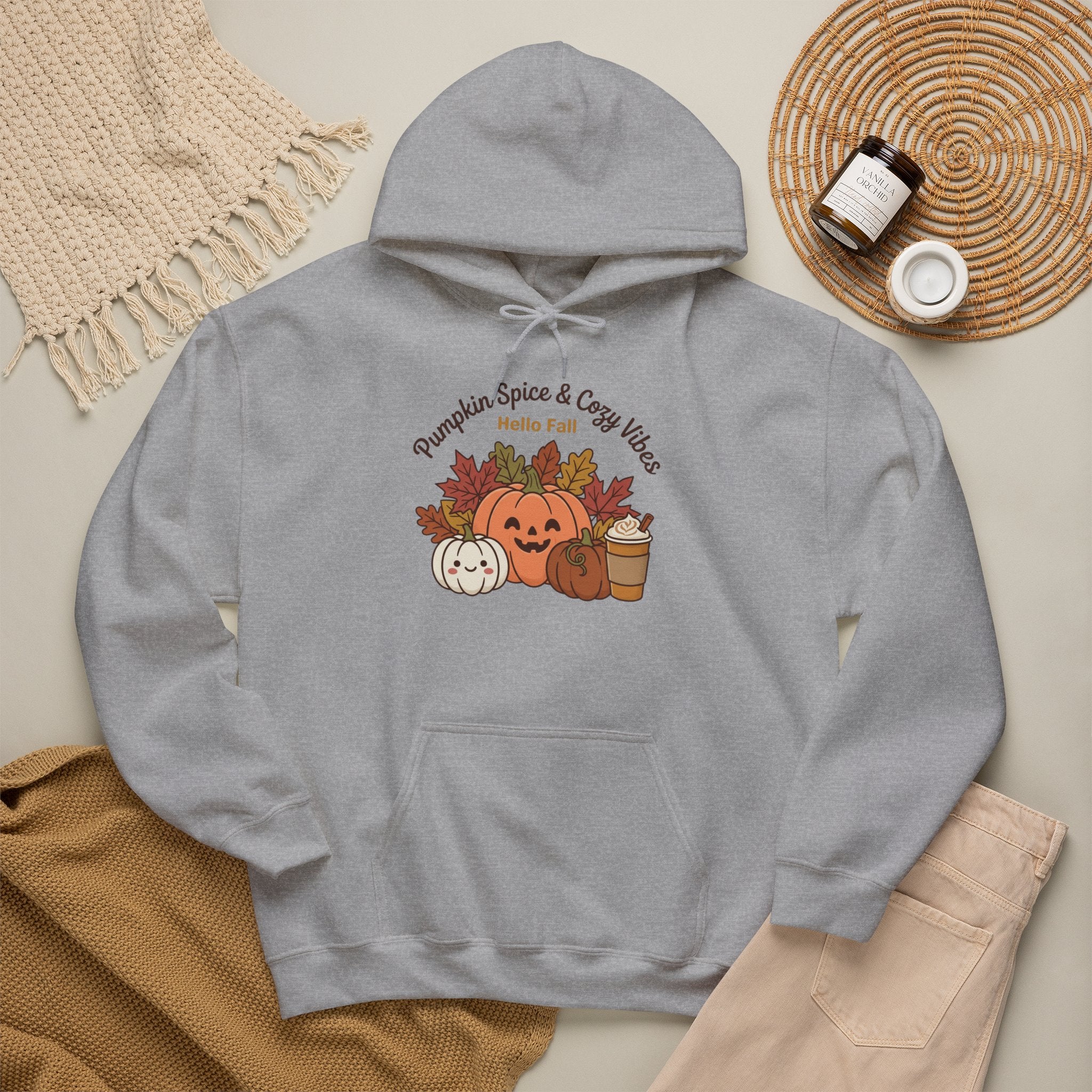 Pumpkin Spice & Cozy Vibes Hoodie | Fall Pumpkin Coffee Sweatshirt