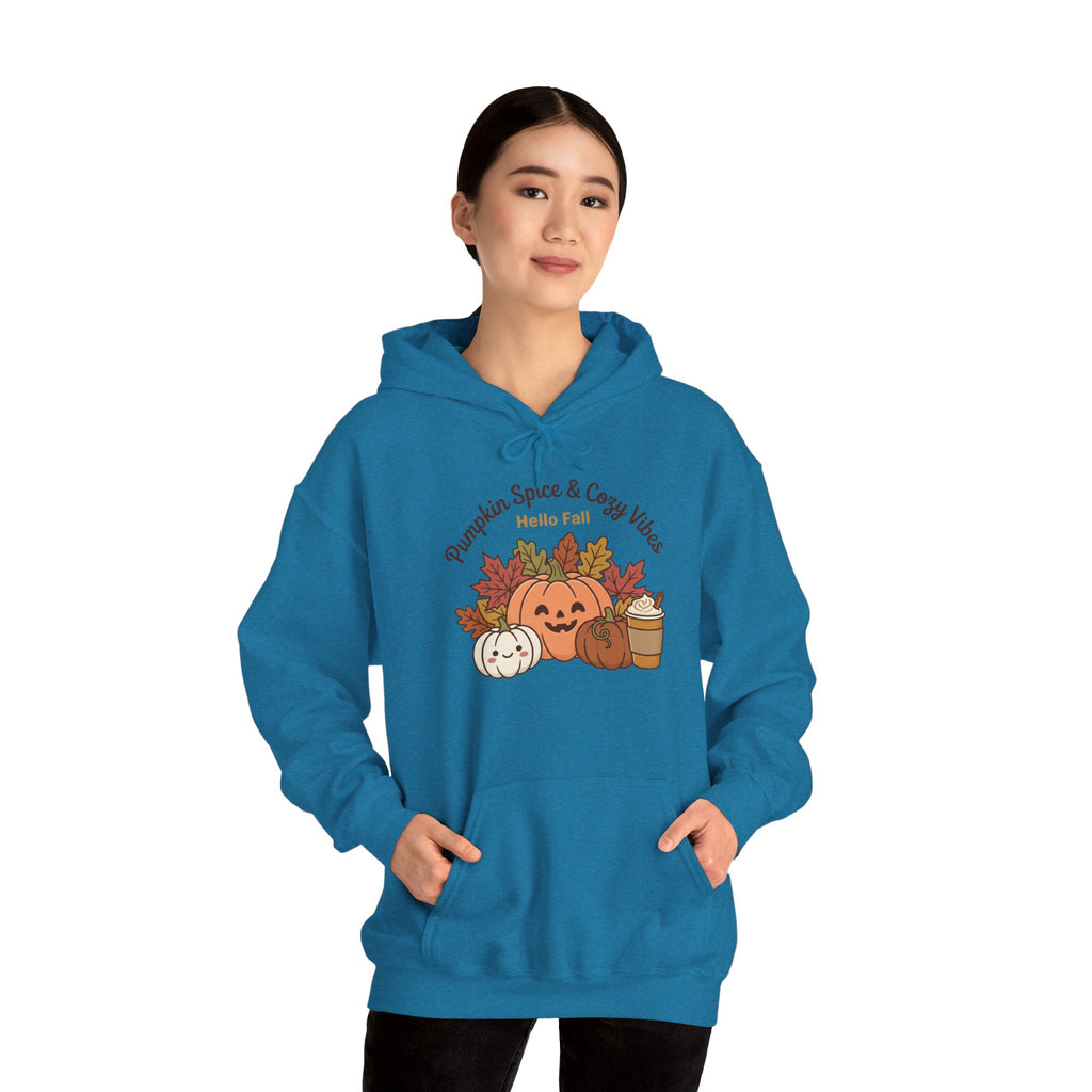 Pumpkin Spice & Cozy Vibes Hoodie | Fall Pumpkin Coffee Sweatshirt