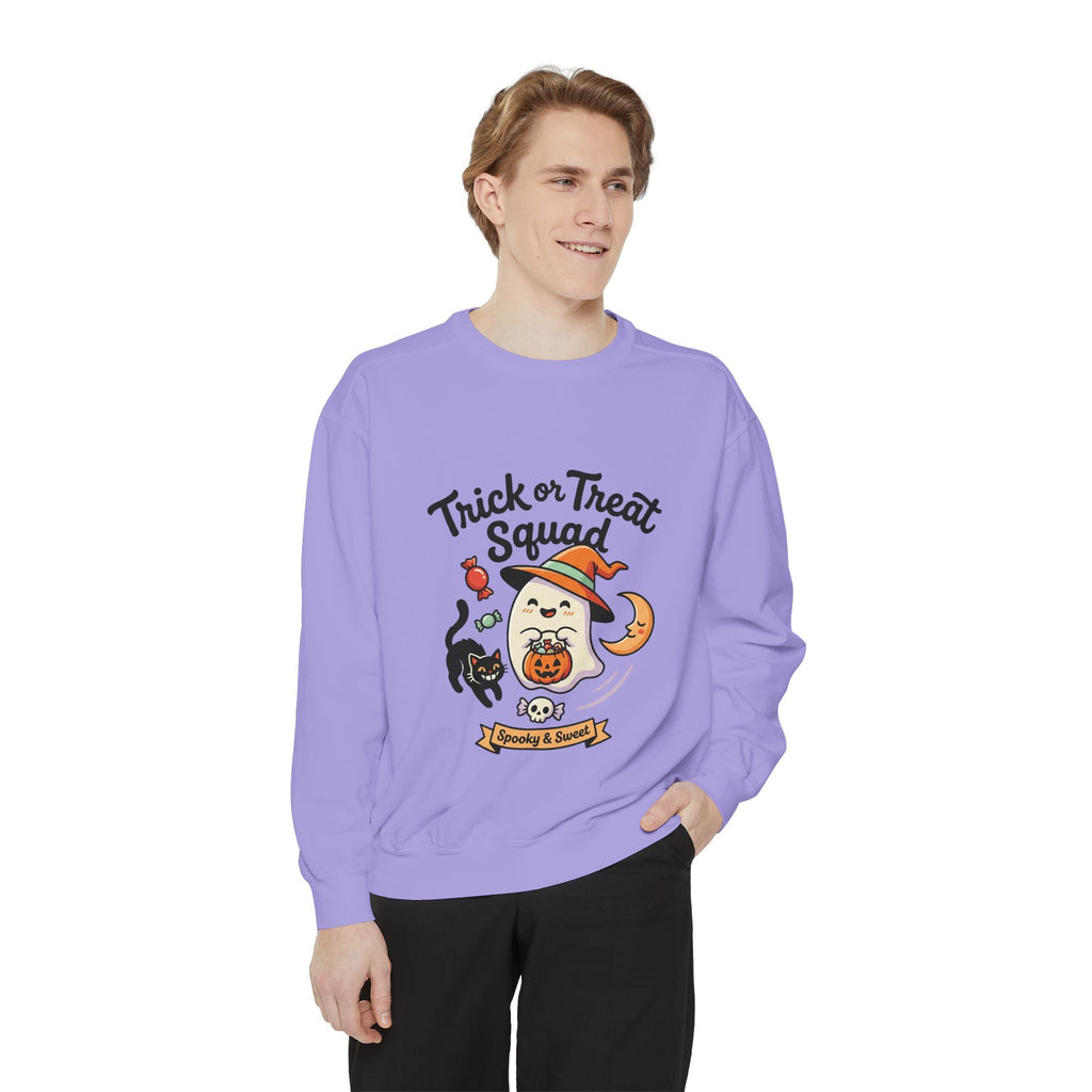 Trick or Treat Squad Sweatshirt | Halloween Ghost, Cat & Pumpkin