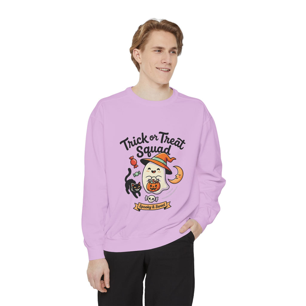Trick or Treat Squad Sweatshirt | Halloween Ghost, Cat & Pumpkin