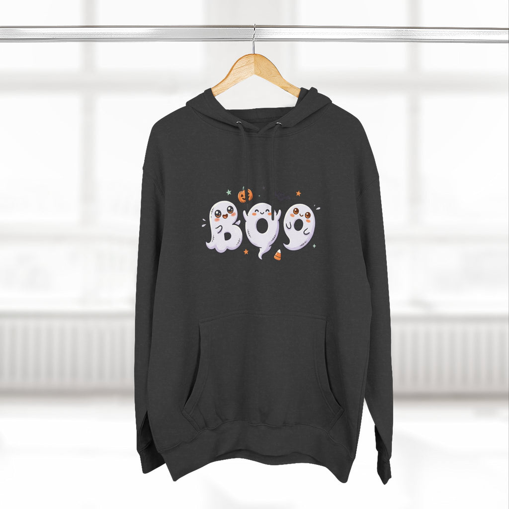 Boo Ghosts Halloween Hoodie — Cute Cartoon Ghosts & Pumpkins Fleece Hoodie