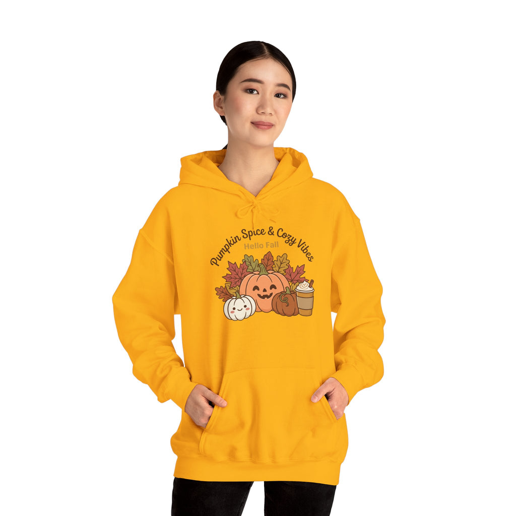 Pumpkin Spice & Cozy Vibes Hoodie | Fall Pumpkin Coffee Sweatshirt