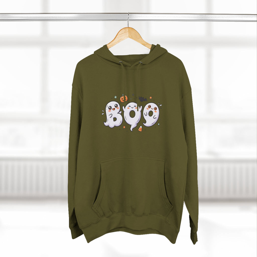 Boo Ghosts Halloween Hoodie — Cute Cartoon Ghosts & Pumpkins Fleece Hoodie