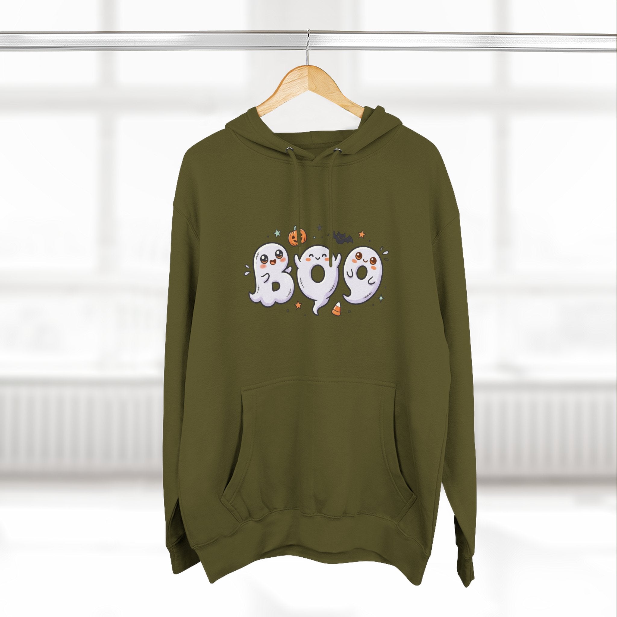 Boo Ghosts Halloween Hoodie — Cute Cartoon Ghosts & Pumpkins Fleece Hoodie