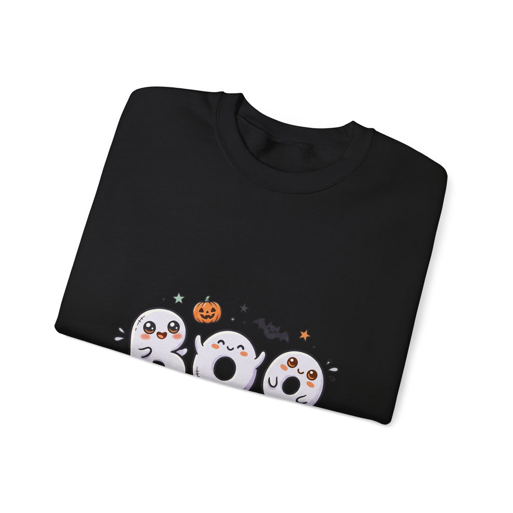 Cute 'BOO' Ghost Halloween Sweatshirt — Cute Spooky Crewneck for Fall