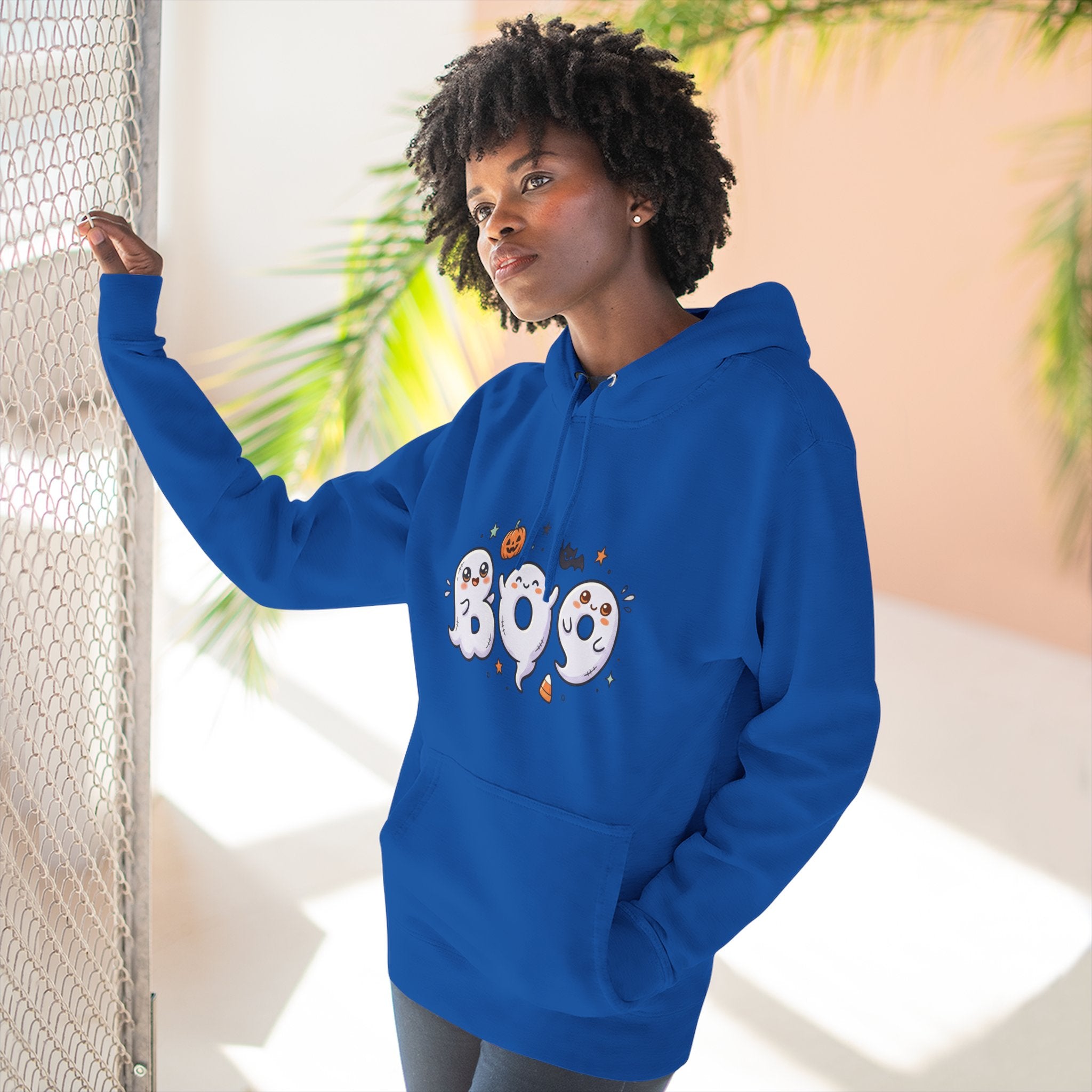 Boo Ghosts Halloween Hoodie — Cute Cartoon Ghosts & Pumpkins Fleece Hoodie