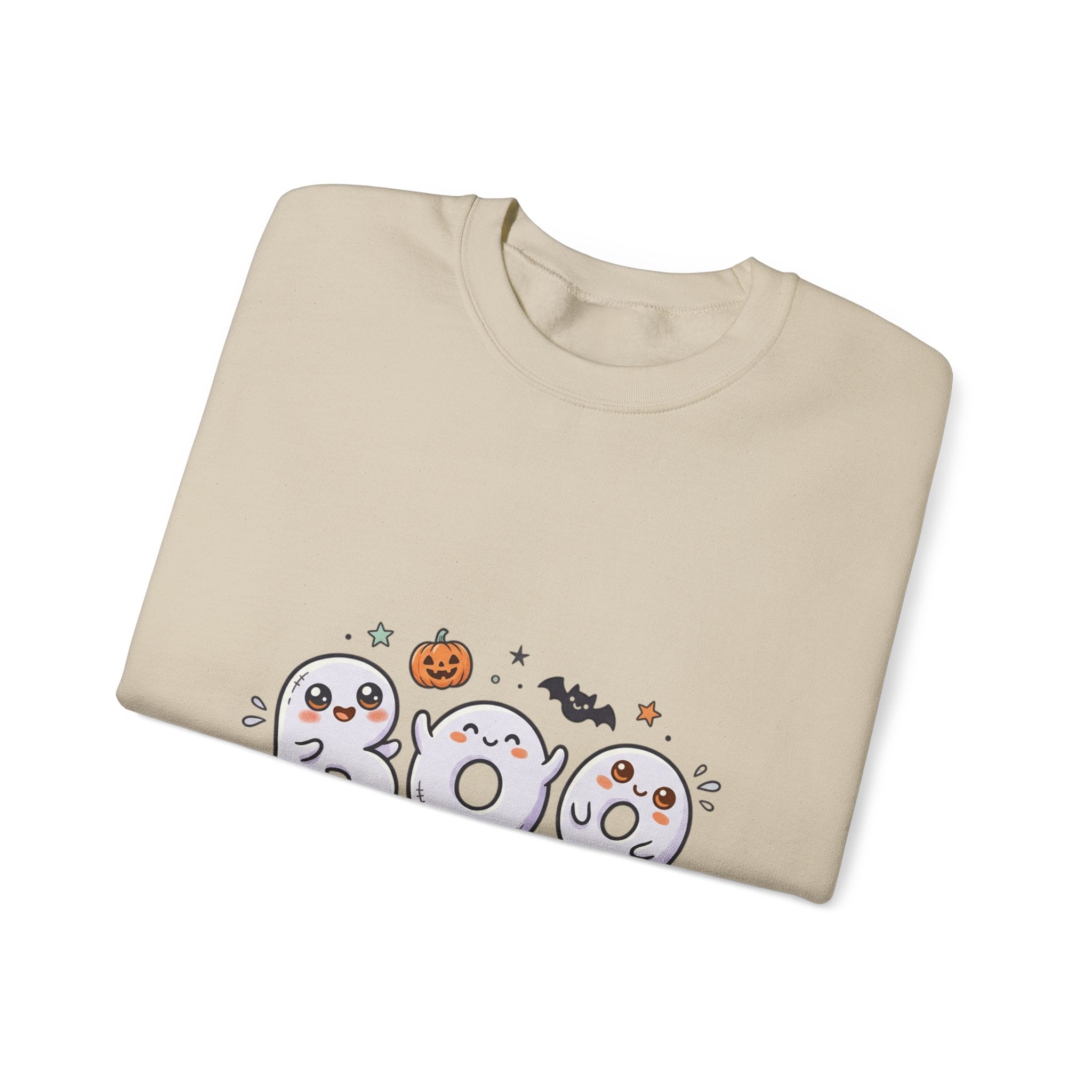 Cute 'BOO' Ghost Halloween Sweatshirt — Cute Spooky Crewneck for Fall