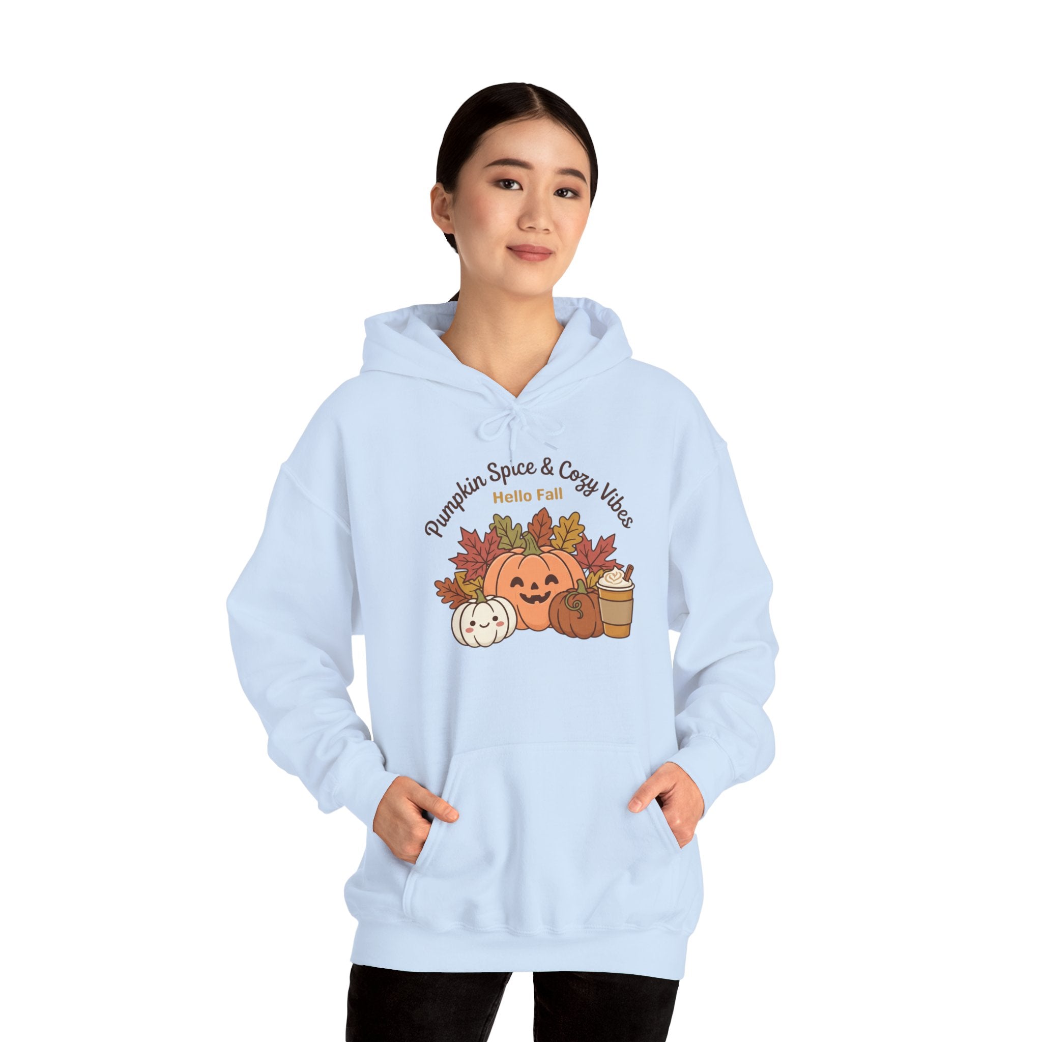 Pumpkin Spice & Cozy Vibes Hoodie | Fall Pumpkin Coffee Sweatshirt