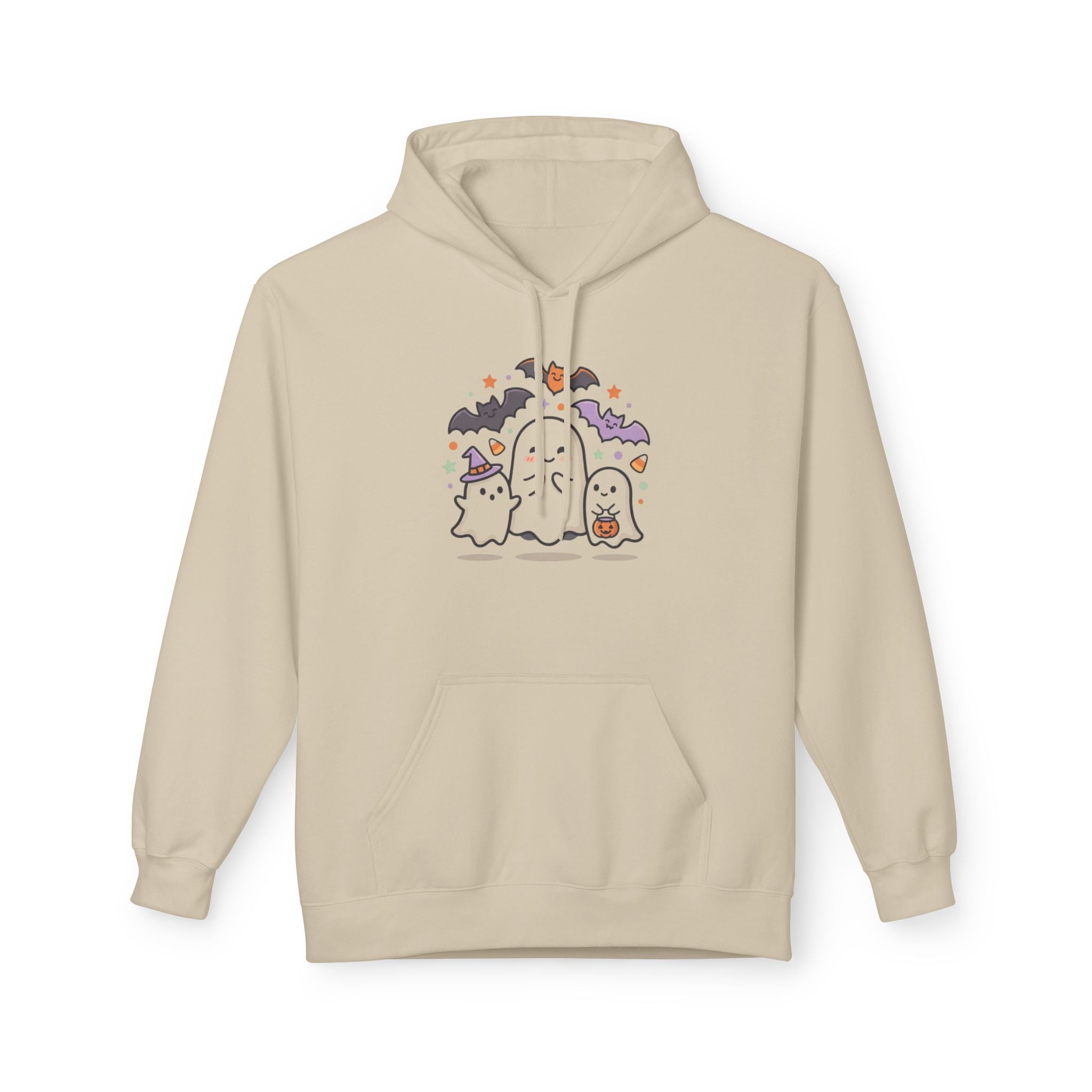 Halloween Cute Ghosts Hoodie – Kawaii Ghost, Bat & Candy Sweatshirt